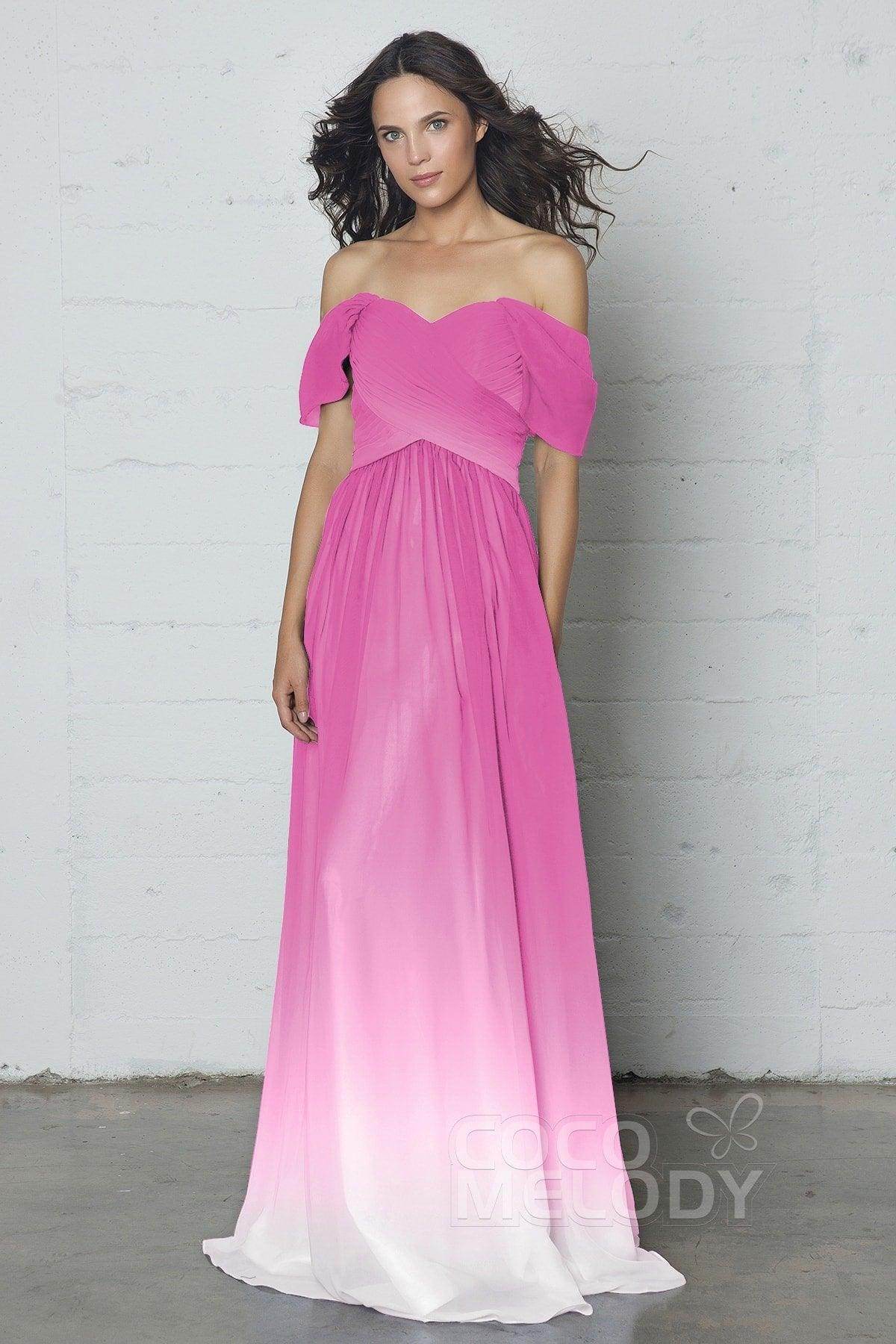 Sheath-Column Floor Length Ombre Chiffon Dress COZF17015