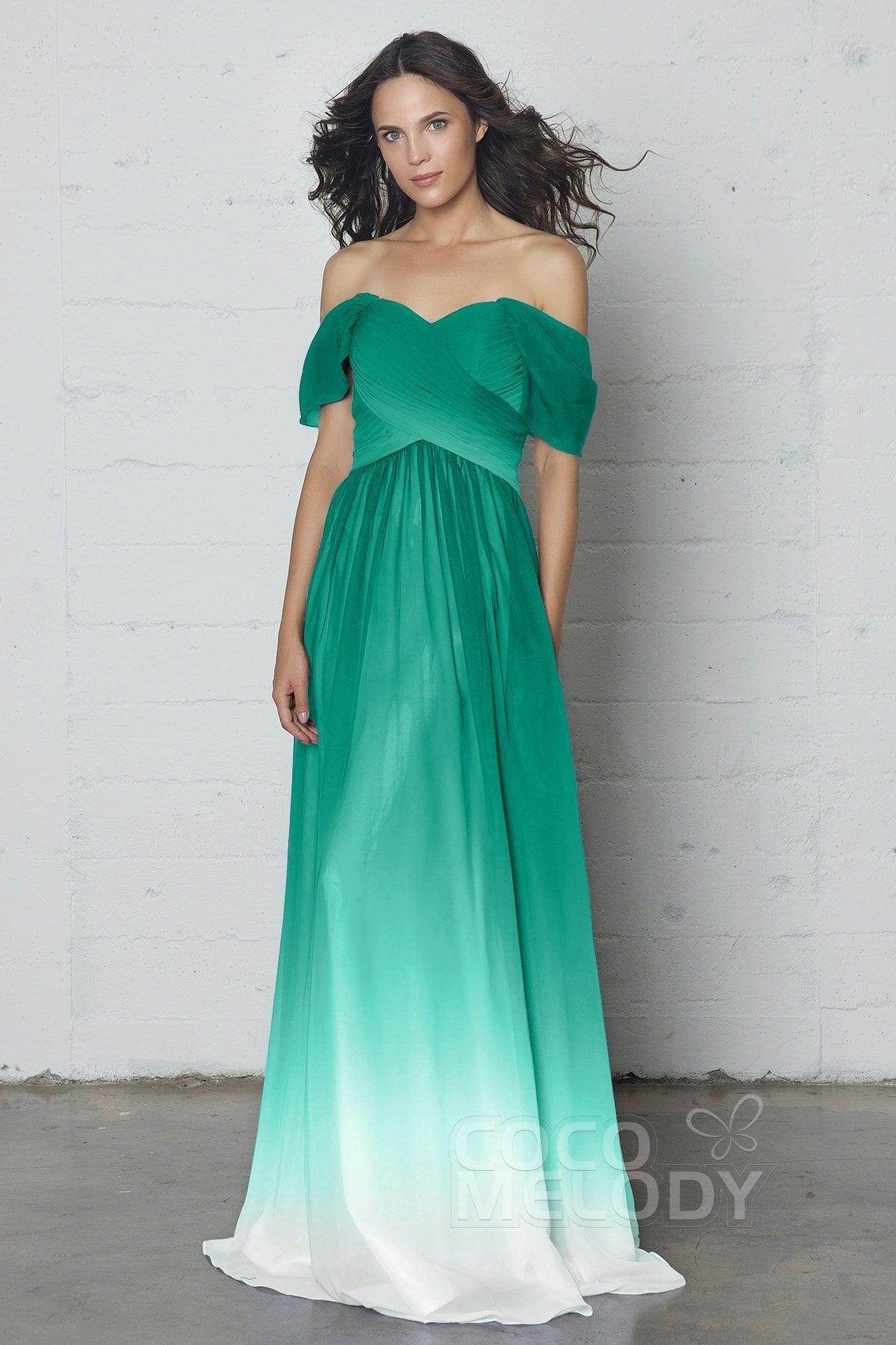 Sheath-Column Floor Length Ombre Chiffon Dress COZF17015