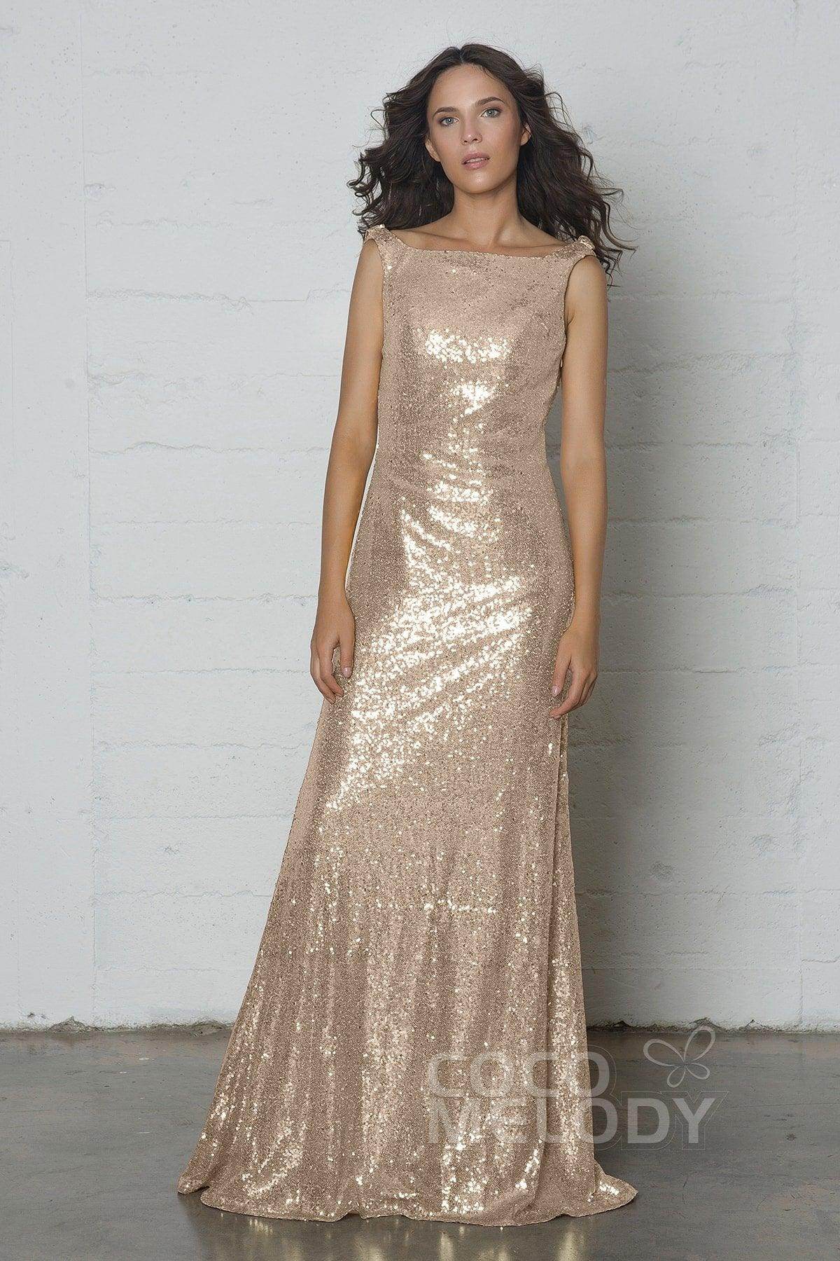Sheath-Column Floor Length Sequined Dress COZF17020