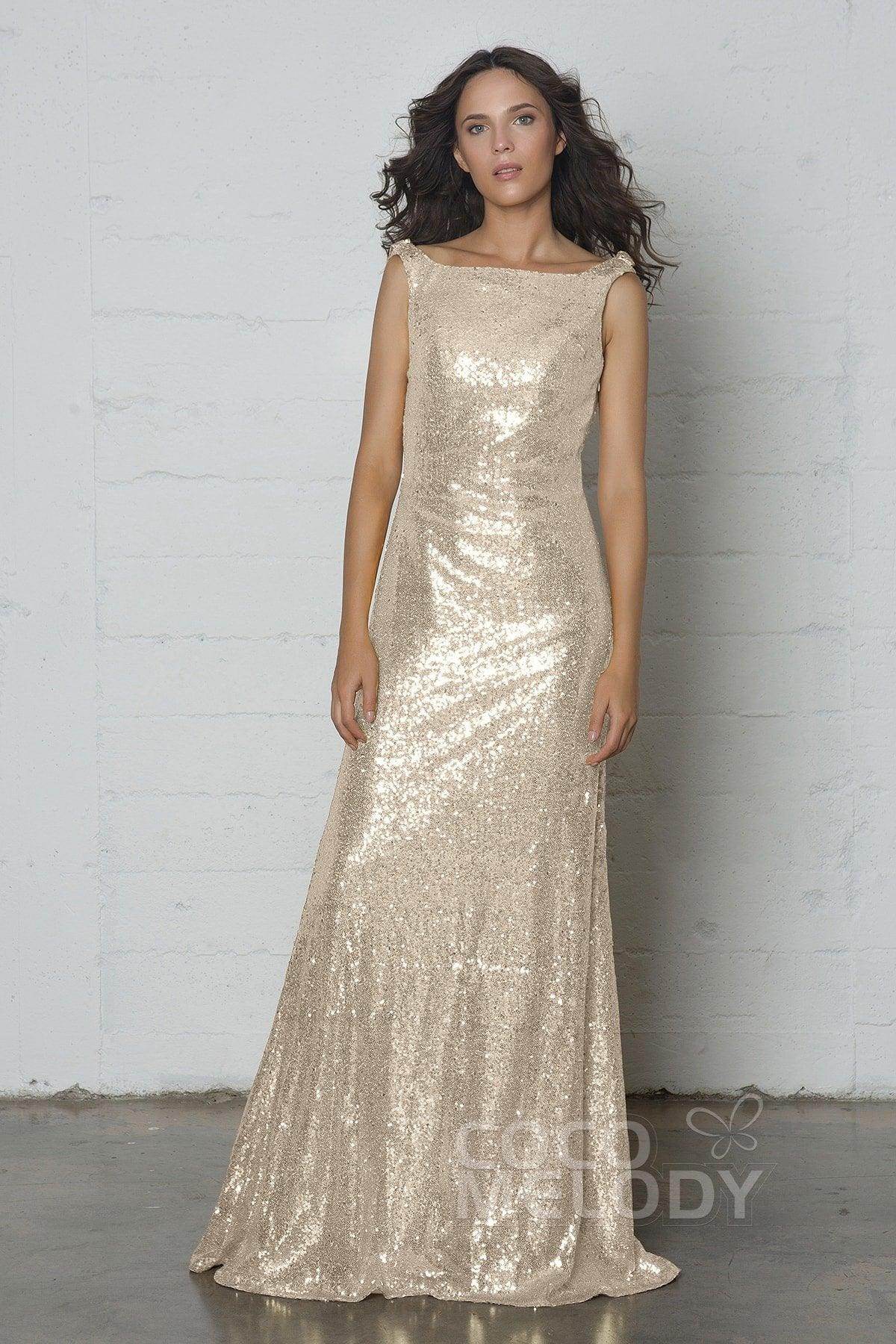 Sheath-Column Floor Length Sequined Dress COZF17020