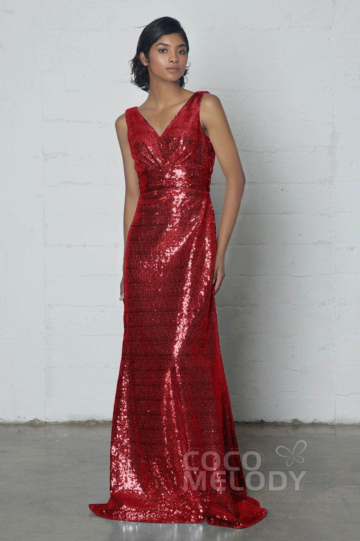 Sheath-Column Floor Length Sequined Dress COZF17021
