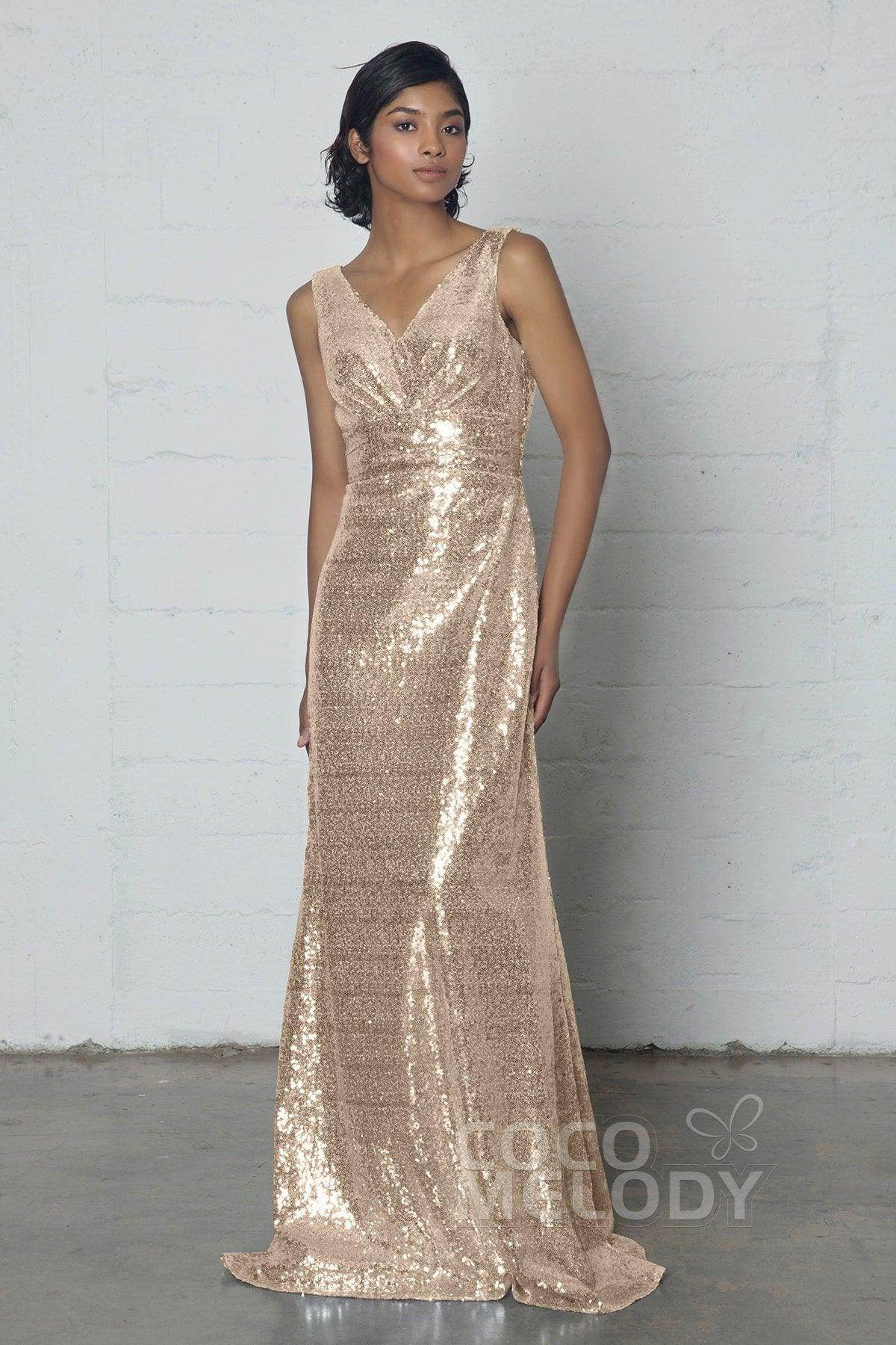 Sheath-Column Floor Length Sequined Dress COZF17021