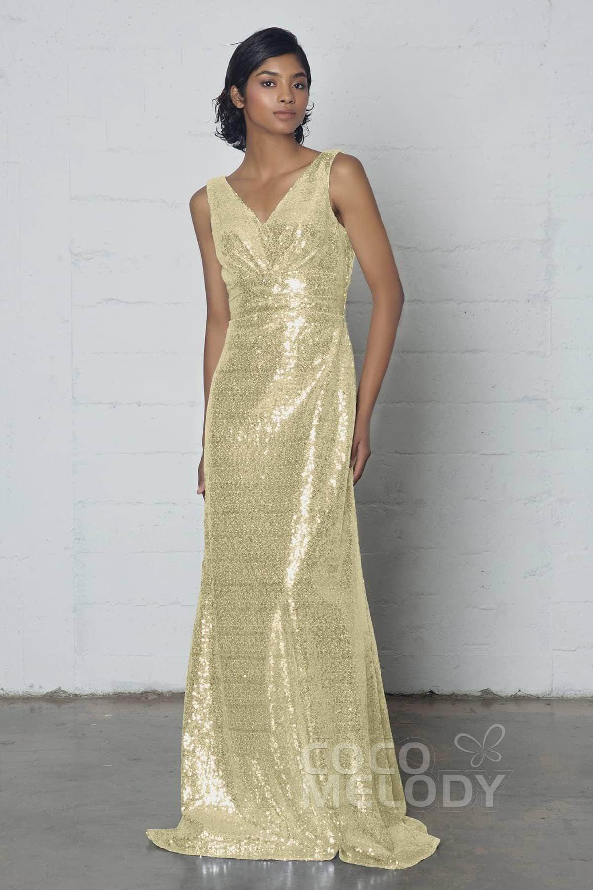 Sheath-Column Floor Length Sequined Dress COZF17021