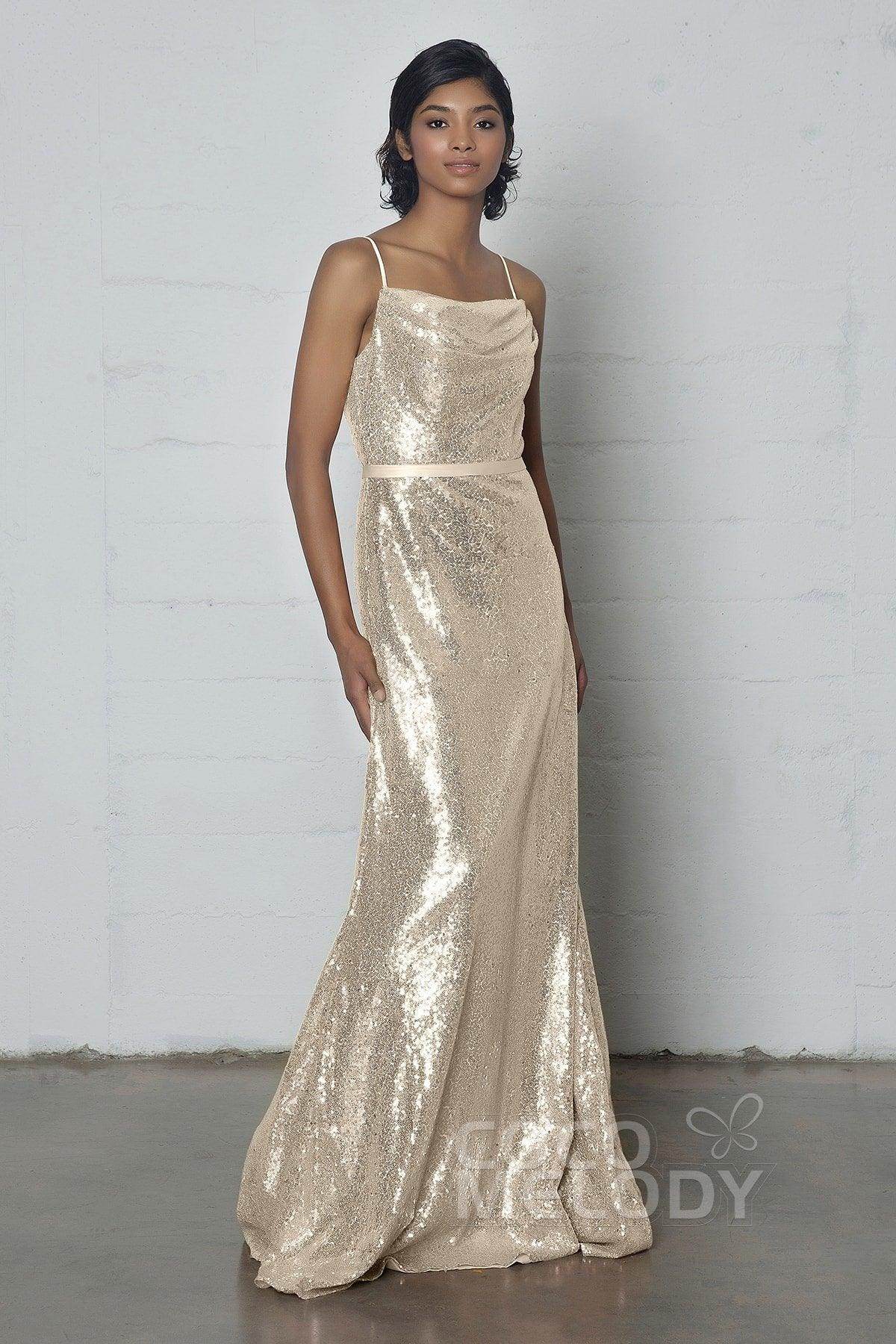 Sheath-Column Floor Length Sequined Dress COZF17023
