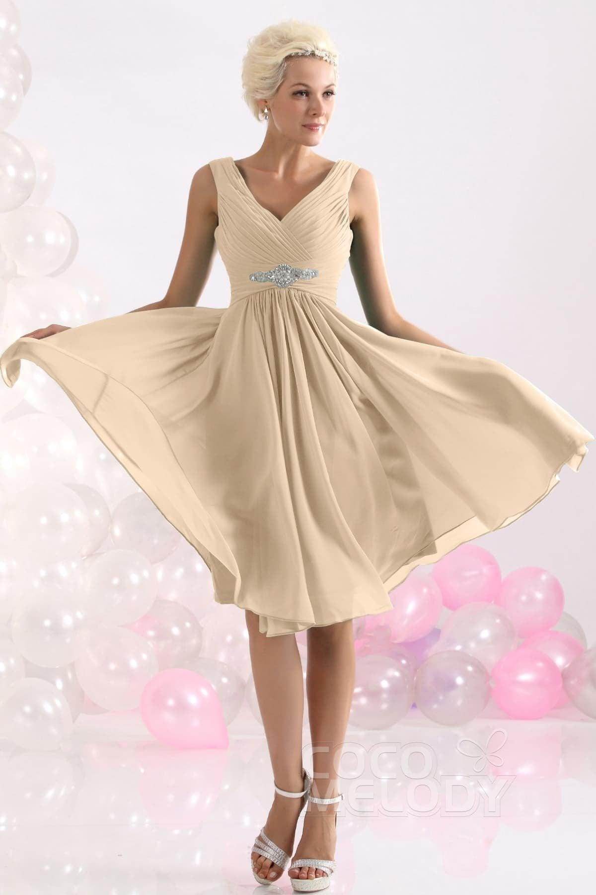 A-Line Knee Length Chiffon Bridesmaids Dress COZK1302A