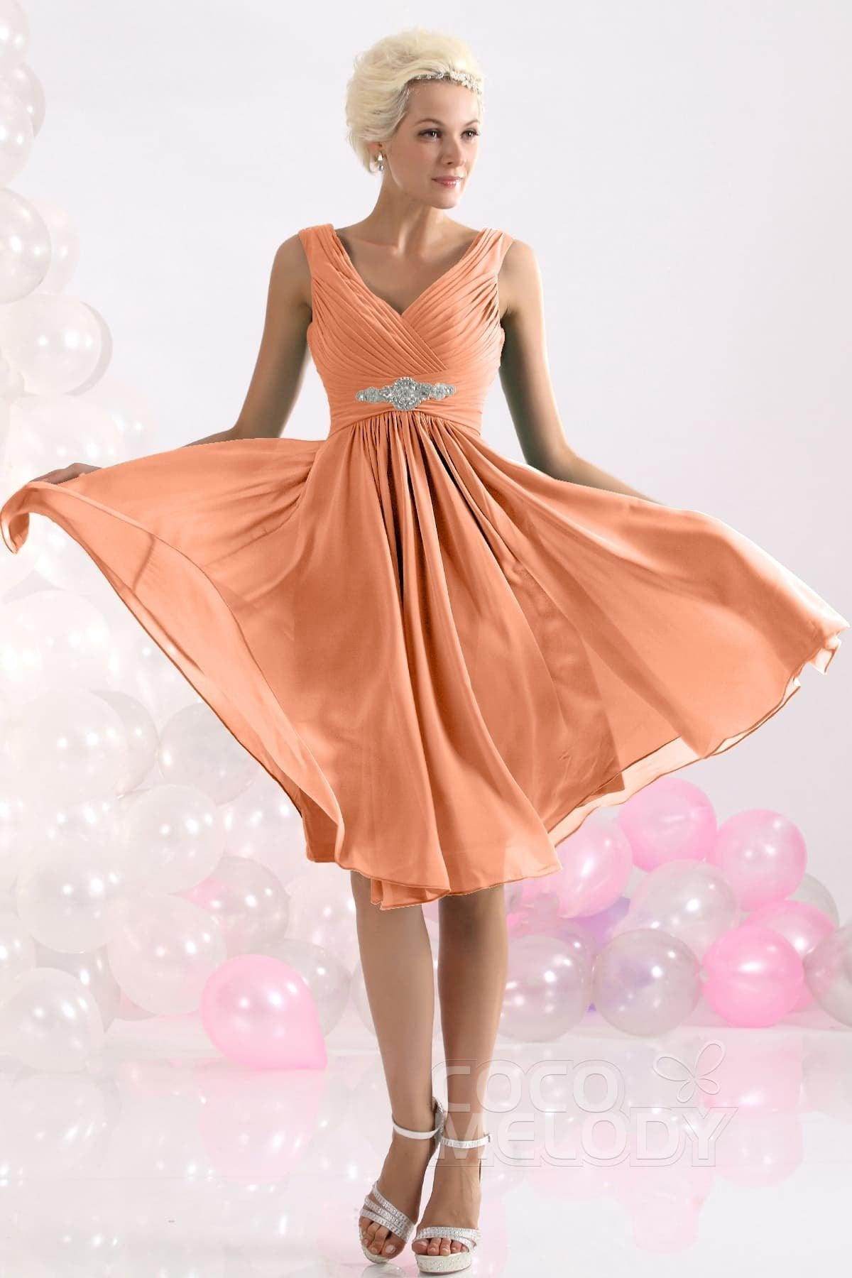 A-Line Knee Length Chiffon Bridesmaids Dress COZK1302A
