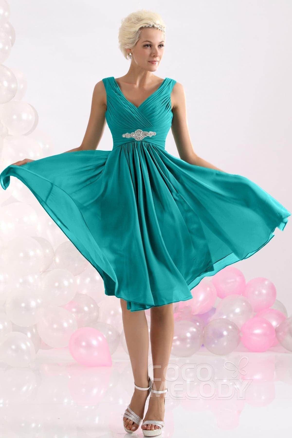 A-Line Knee Length Chiffon Bridesmaids Dress COZK1302A