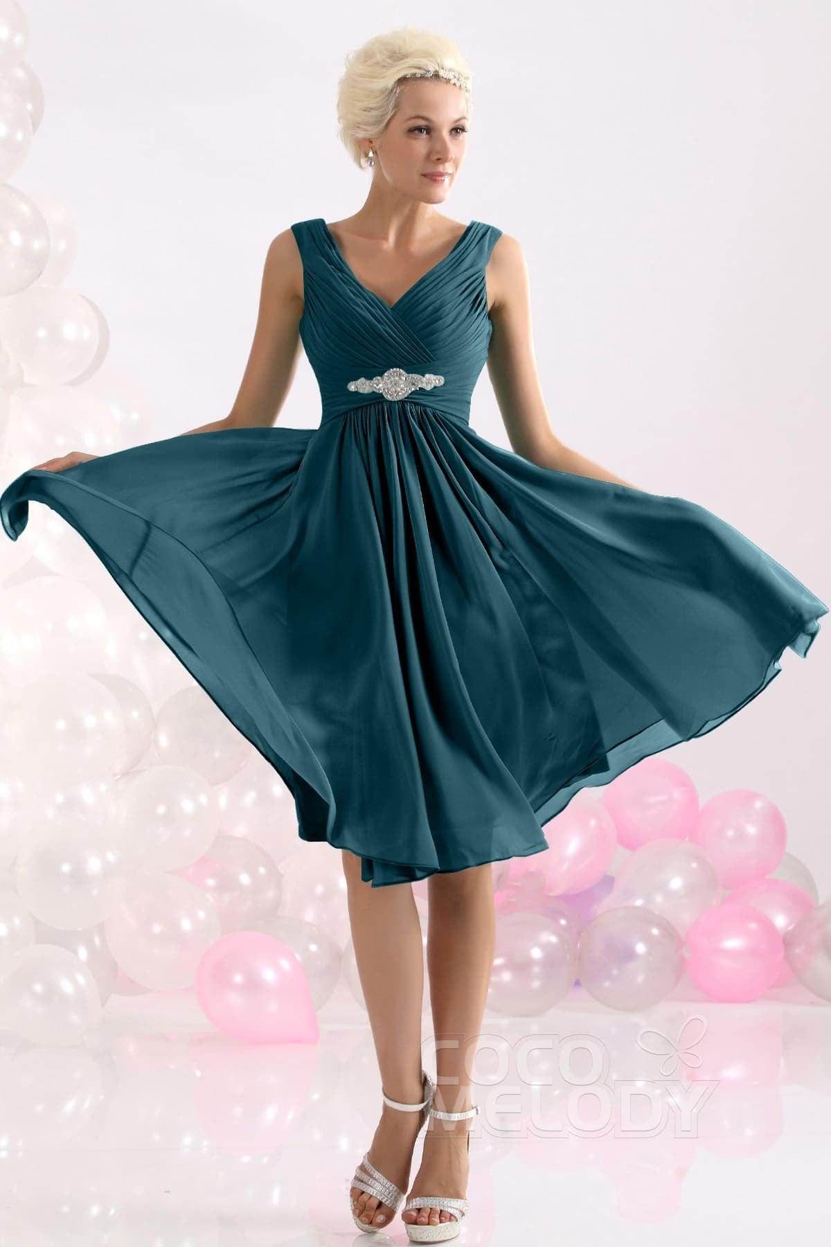 A-Line Knee Length Chiffon Bridesmaids Dress COZK1302A