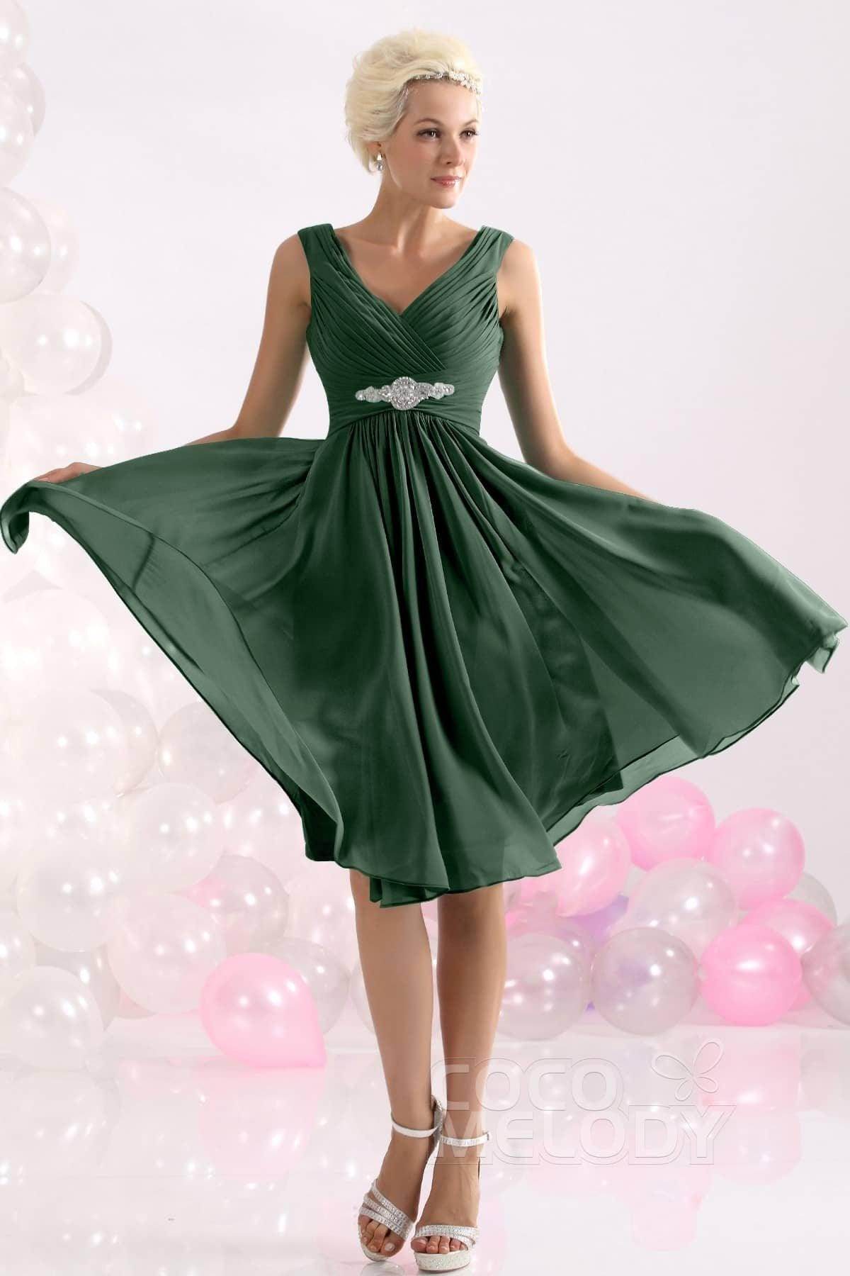 A-Line Knee Length Chiffon Bridesmaids Dress COZK1302A