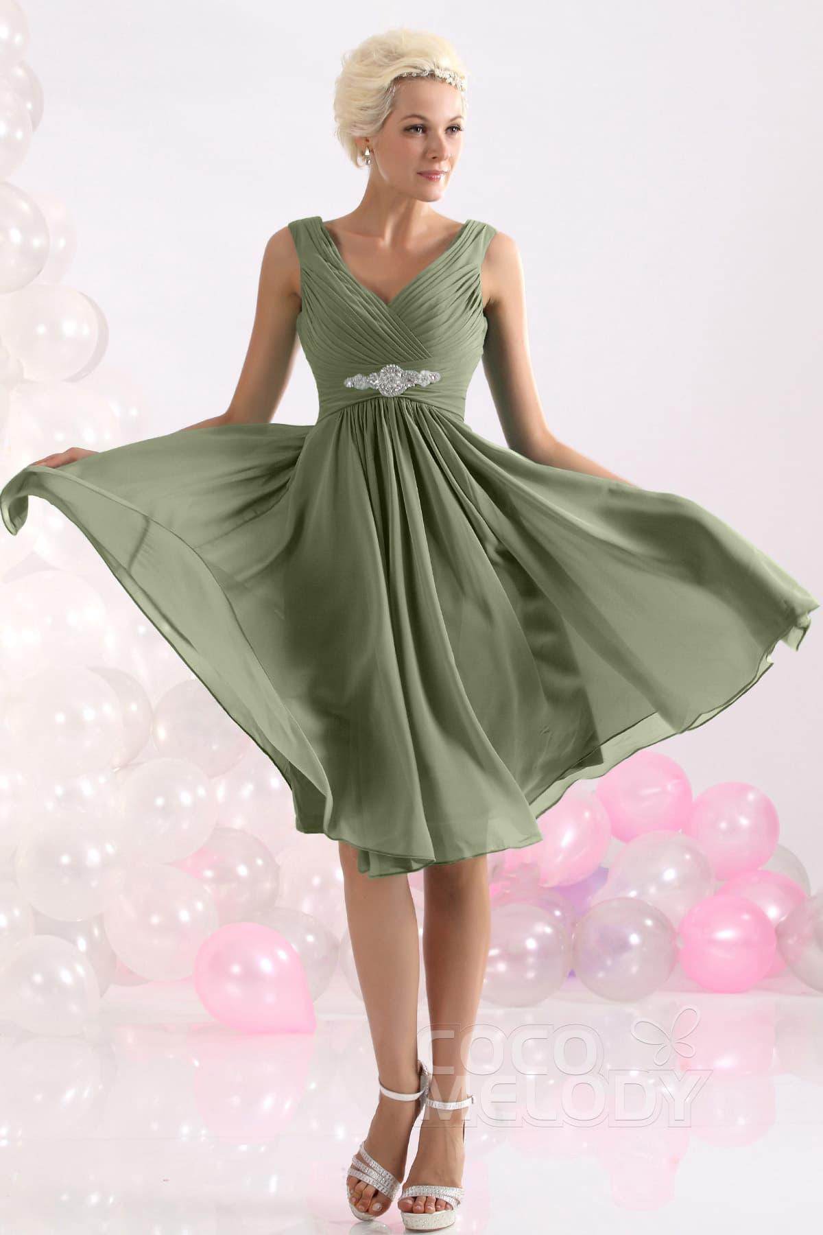 A-Line Knee Length Chiffon Bridesmaids Dress COZK1302A