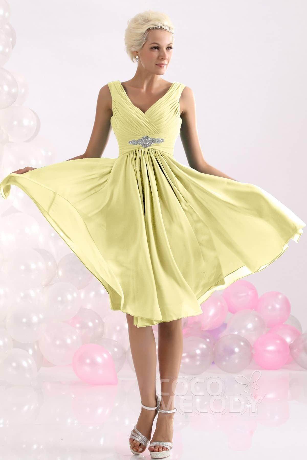 A-Line Knee Length Chiffon Bridesmaids Dress COZK1302A