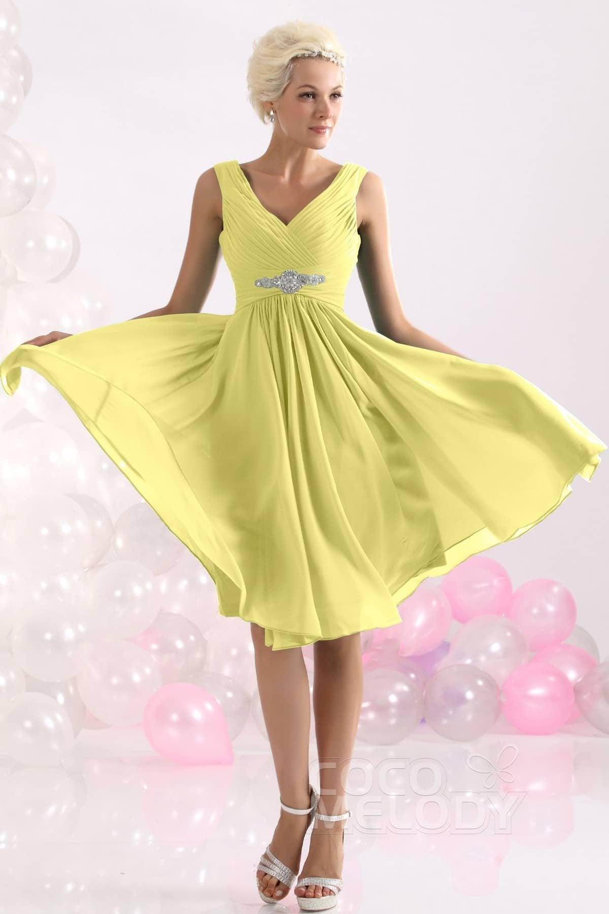 A-Line Knee Length Chiffon Bridesmaids Dress COZK1302A