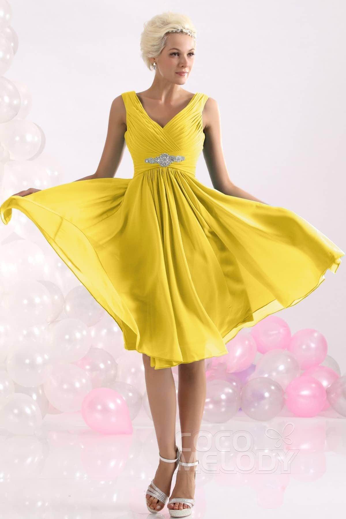 A-Line Knee Length Chiffon Bridesmaids Dress COZK1302A