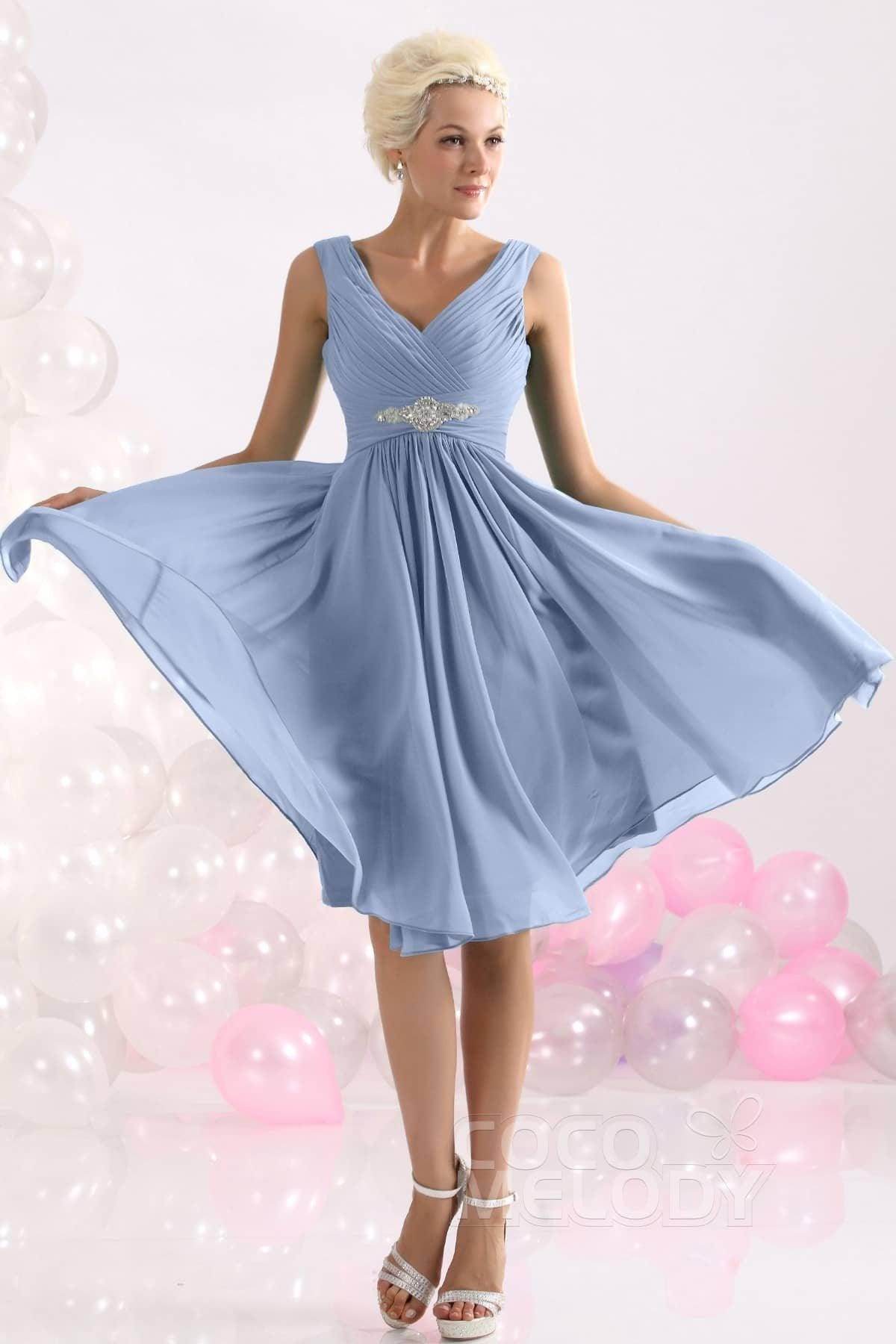 A-Line Knee Length Chiffon Bridesmaids Dress COZK1302A