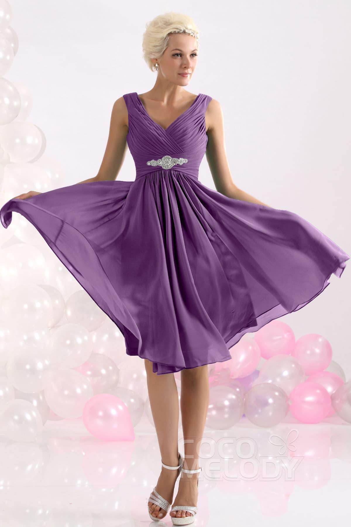 A-Line Knee Length Chiffon Bridesmaids Dress COZK1302A