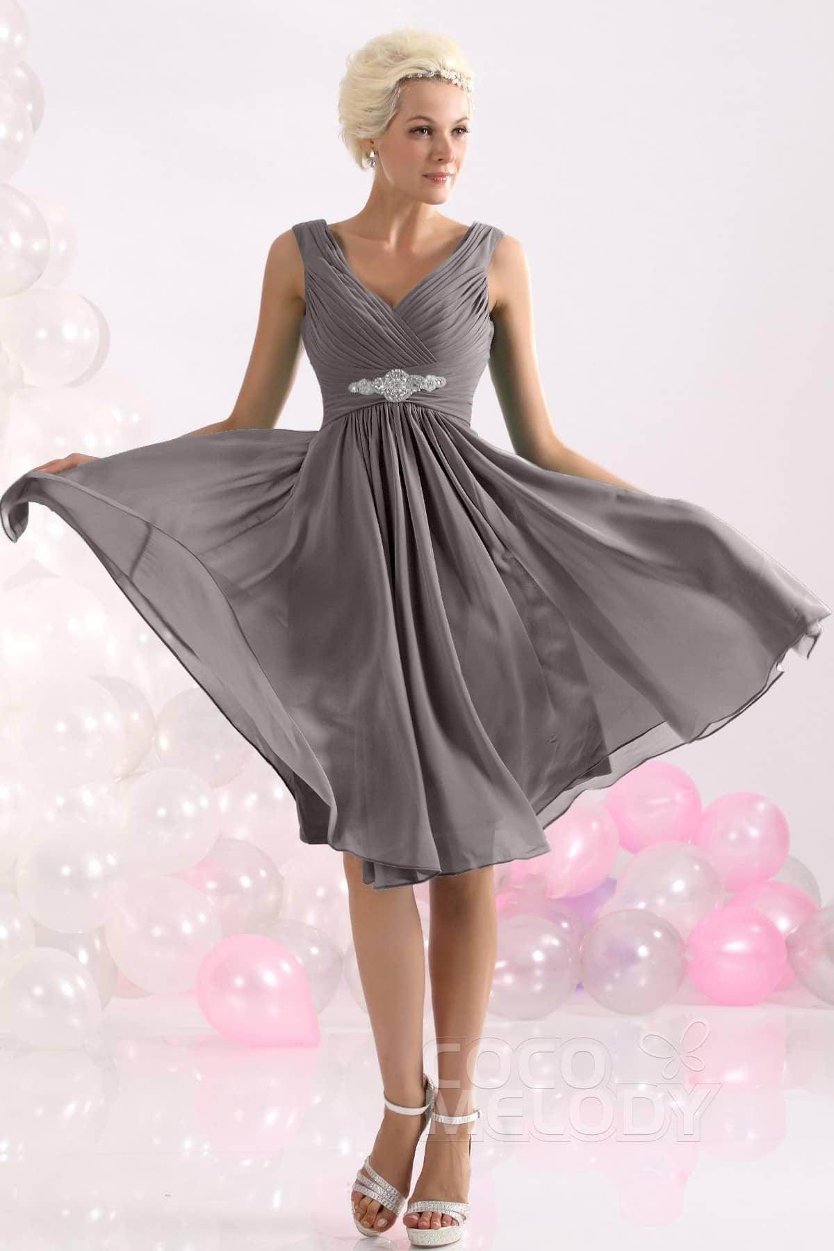 A-Line Knee Length Chiffon Bridesmaids Dress COZK1302A
