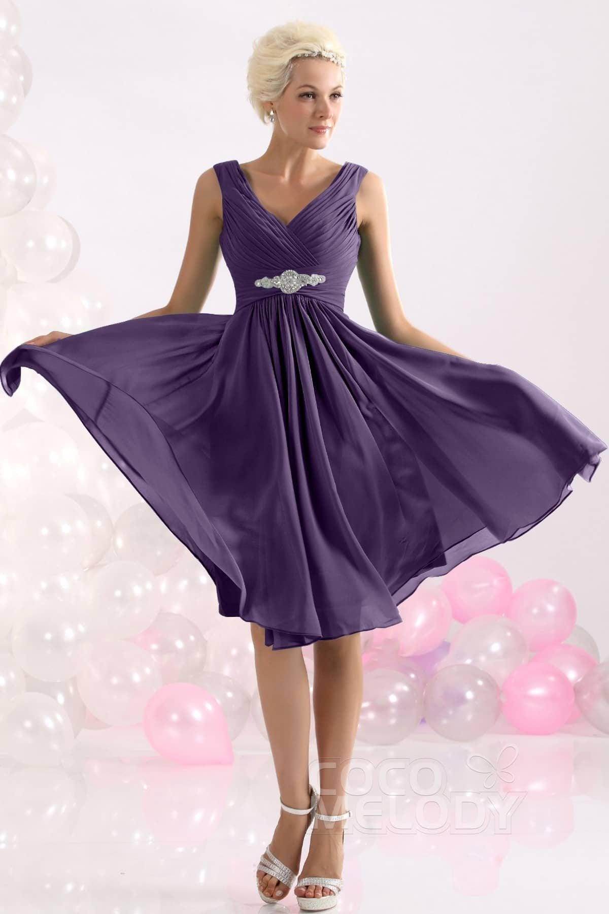 A-Line Knee Length Chiffon Bridesmaids Dress COZK1302A
