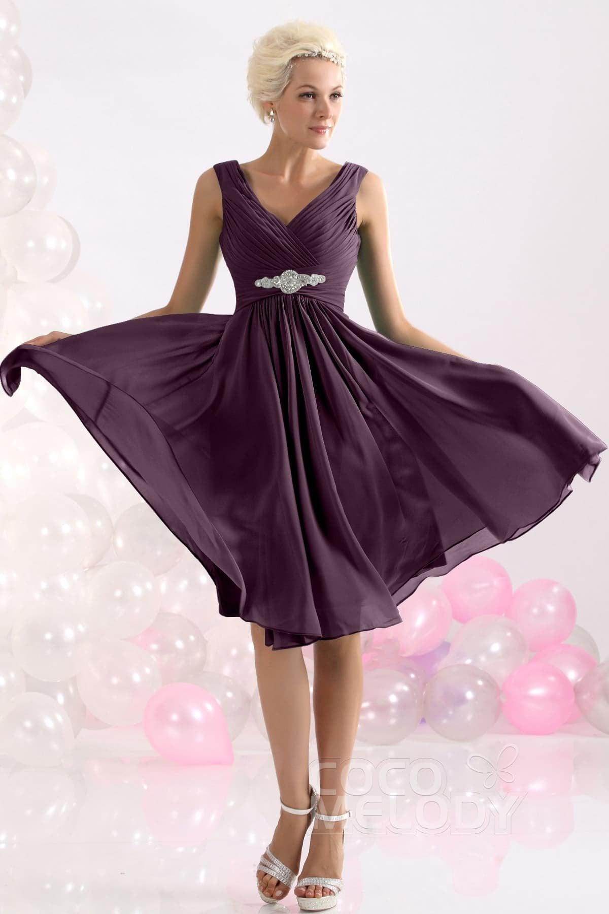 A-Line Knee Length Chiffon Bridesmaids Dress COZK1302A