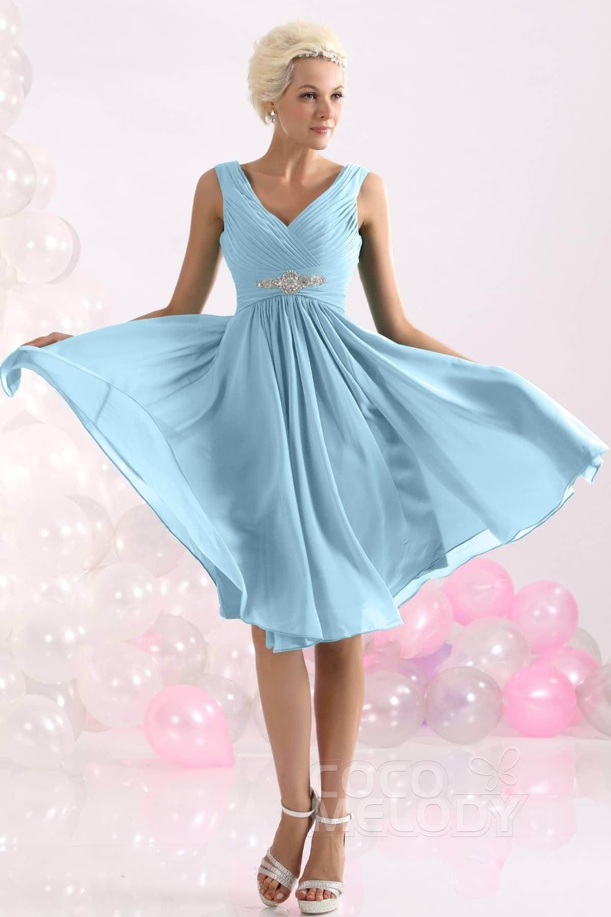 A-Line Knee Length Chiffon Bridesmaids Dress COZK1302A