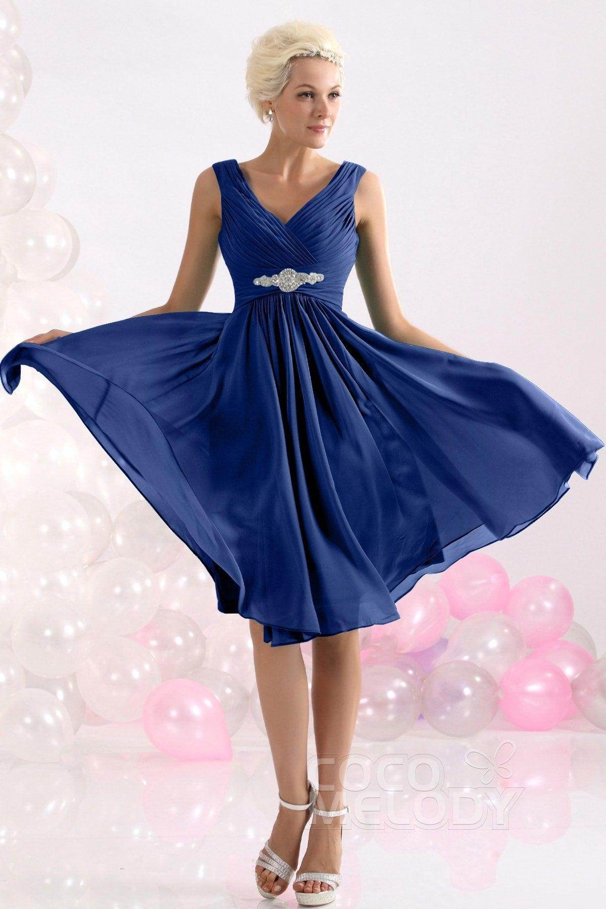 A-Line Knee Length Chiffon Bridesmaids Dress COZK1302A