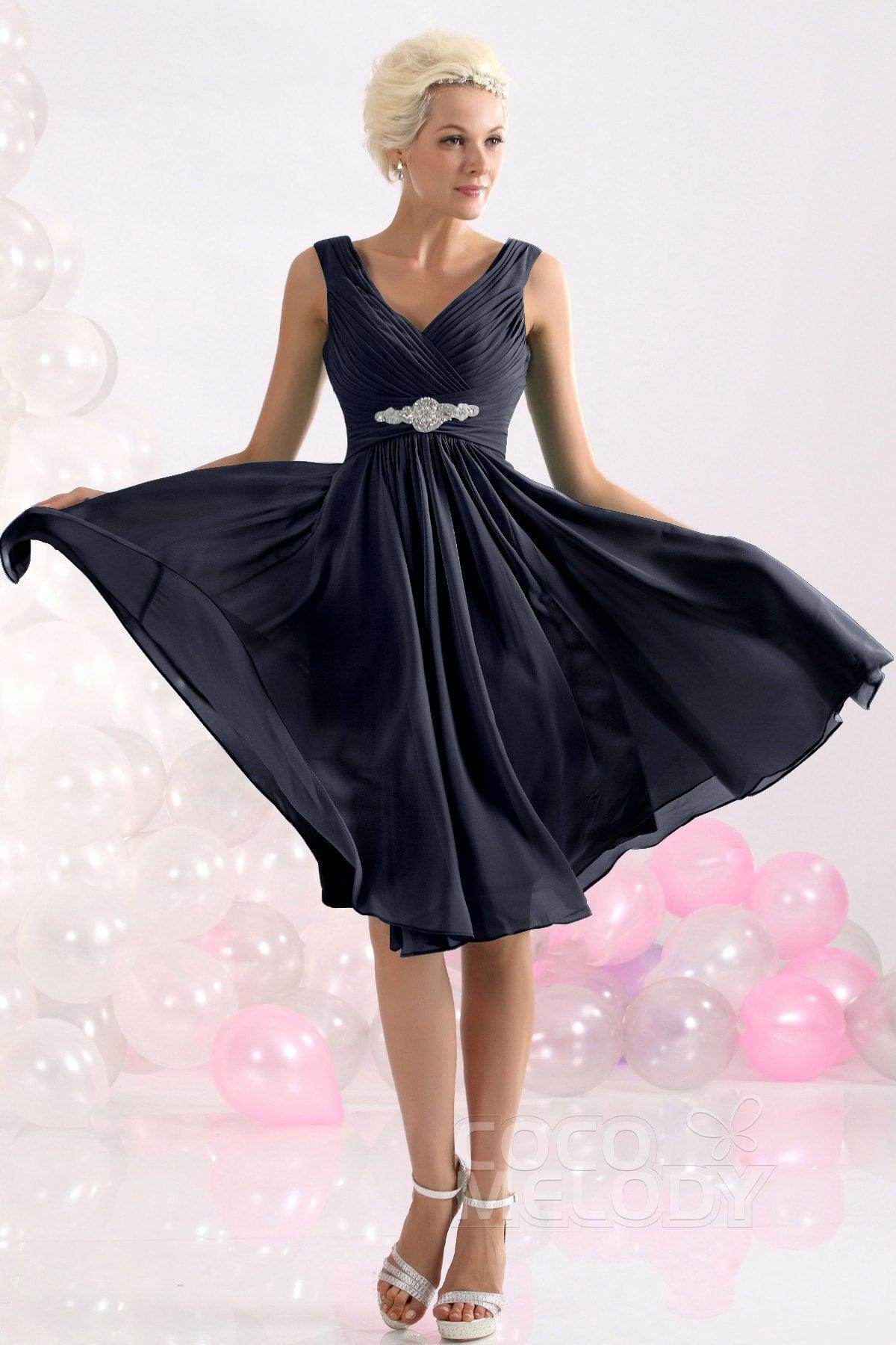 A-Line Knee Length Chiffon Bridesmaids Dress COZK1302A