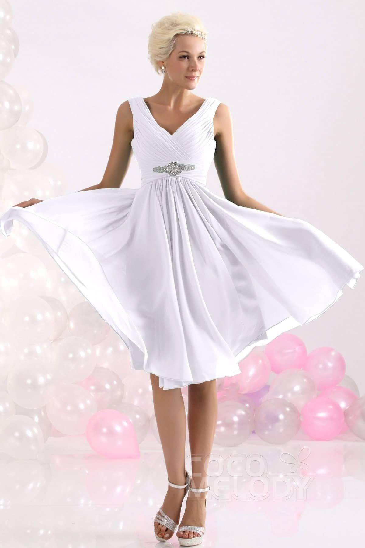 A-Line Knee Length Chiffon Bridesmaids Dress COZK1302A