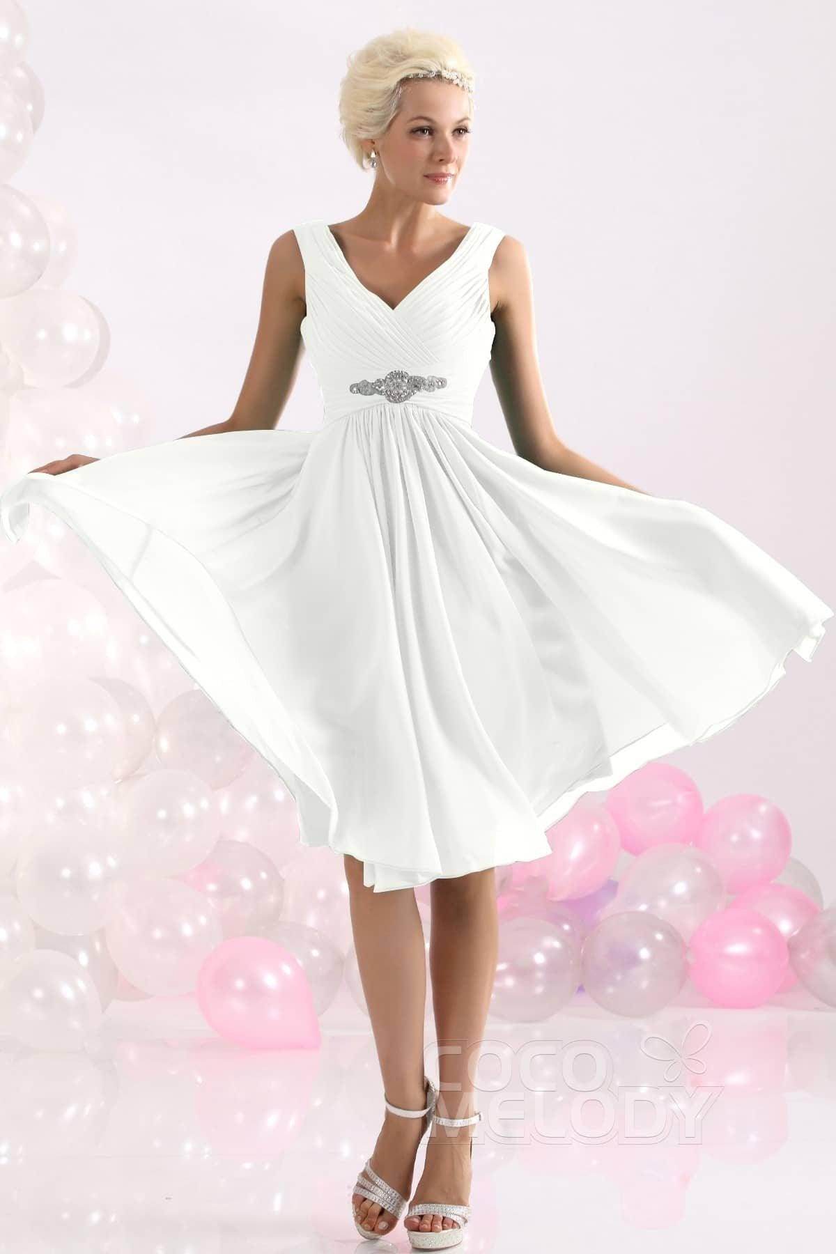A-Line Knee Length Chiffon Bridesmaids Dress COZK1302A