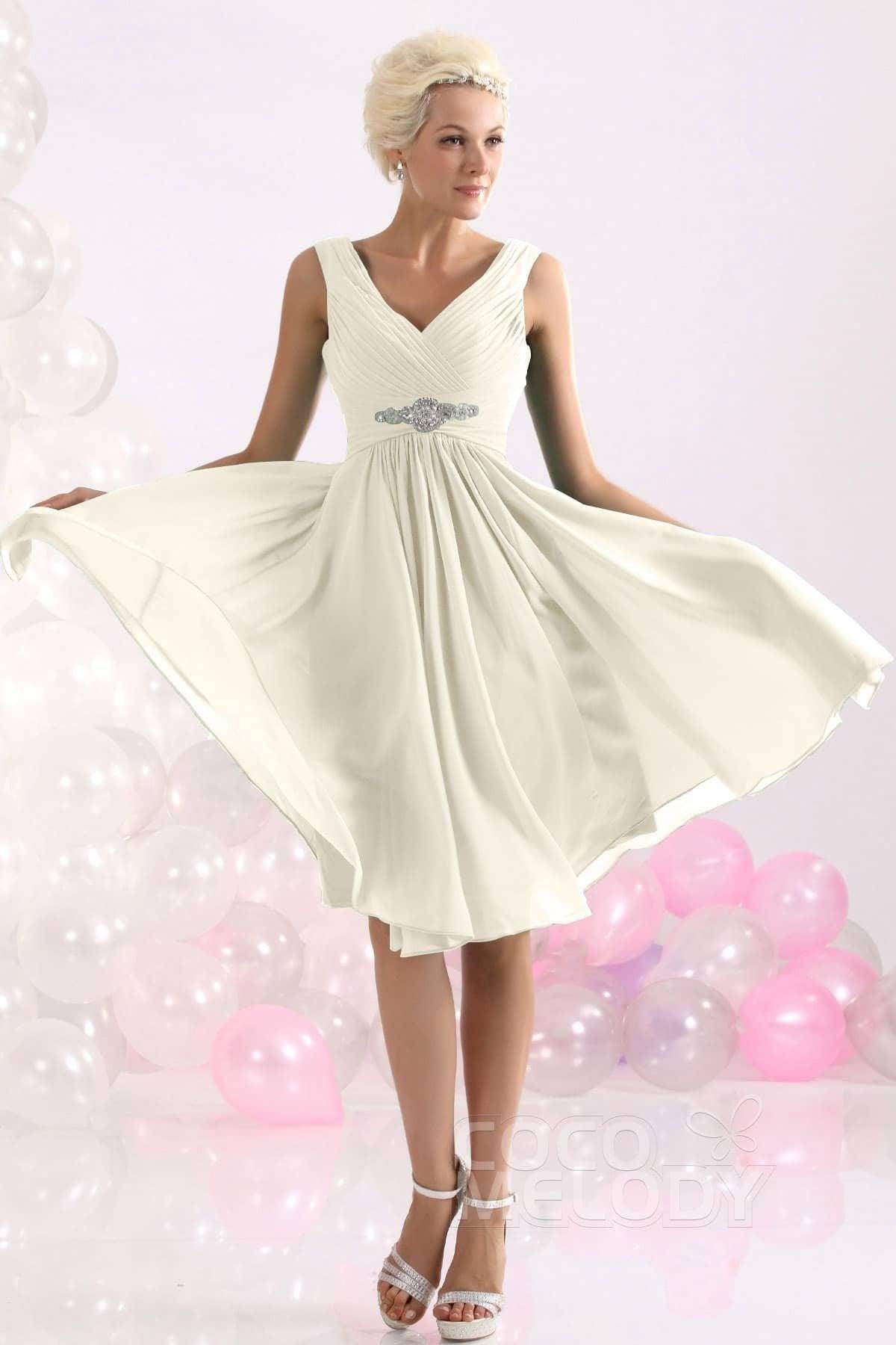 A-Line Knee Length Chiffon Bridesmaids Dress COZK1302A