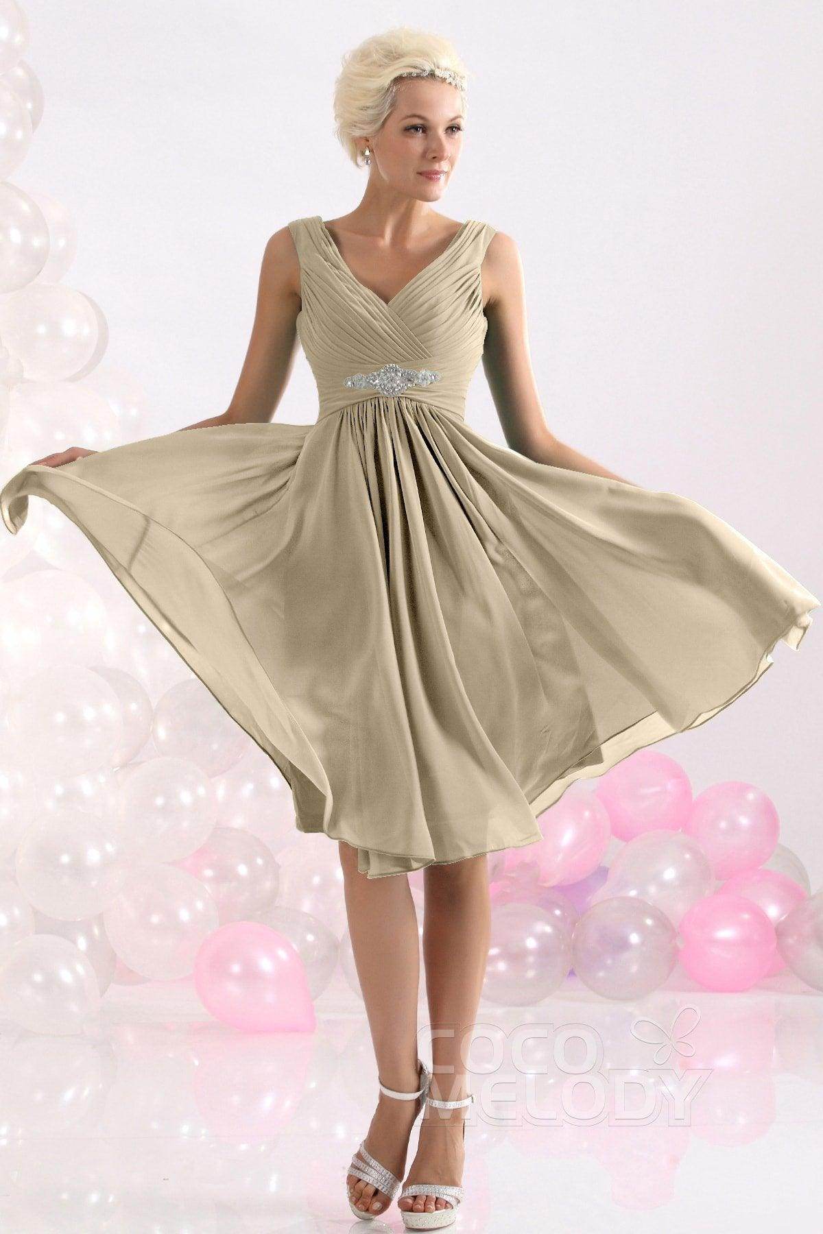 A-Line Knee Length Chiffon Bridesmaids Dress COZK1302A