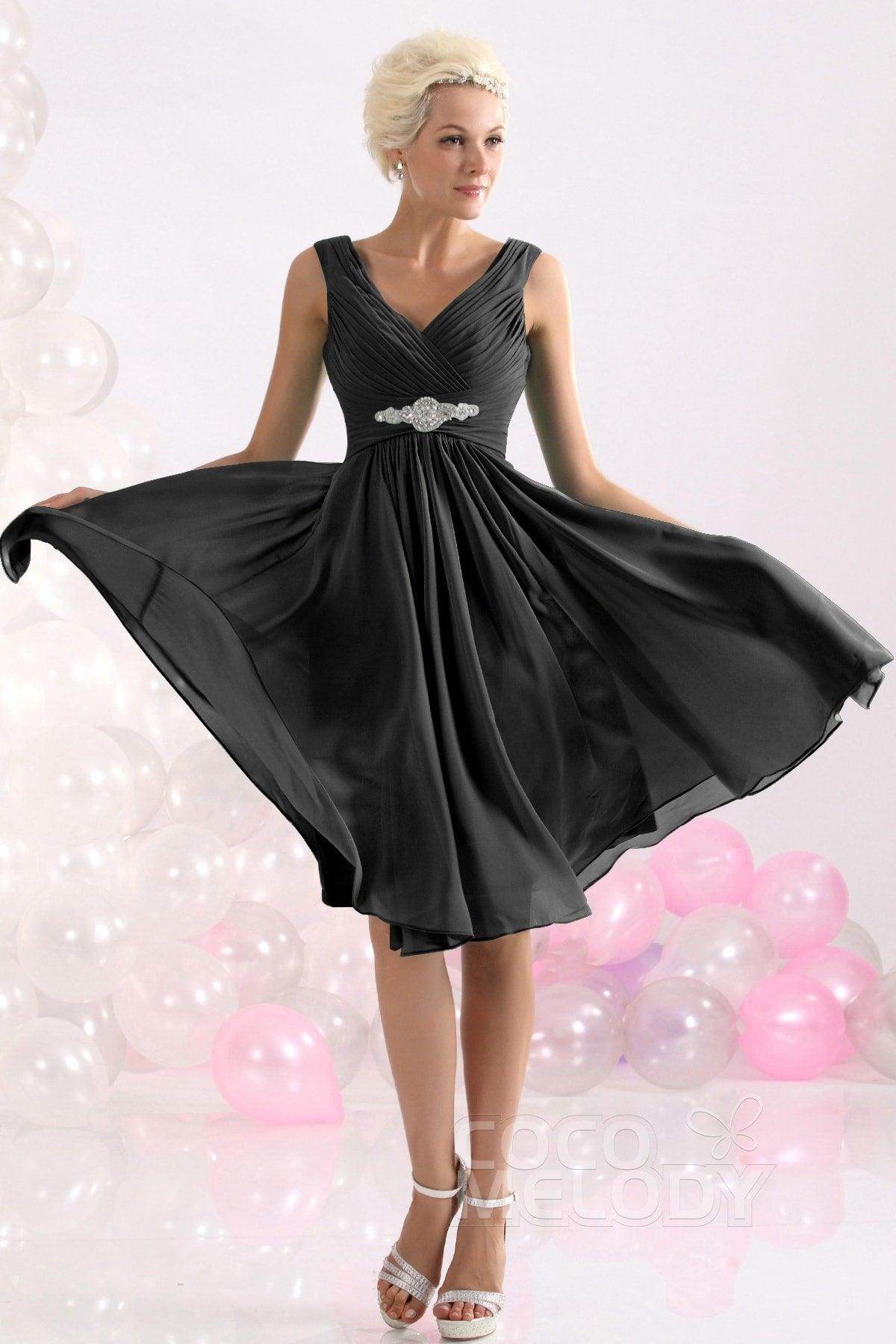 A-Line Knee Length Chiffon Bridesmaids Dress COZK1302A