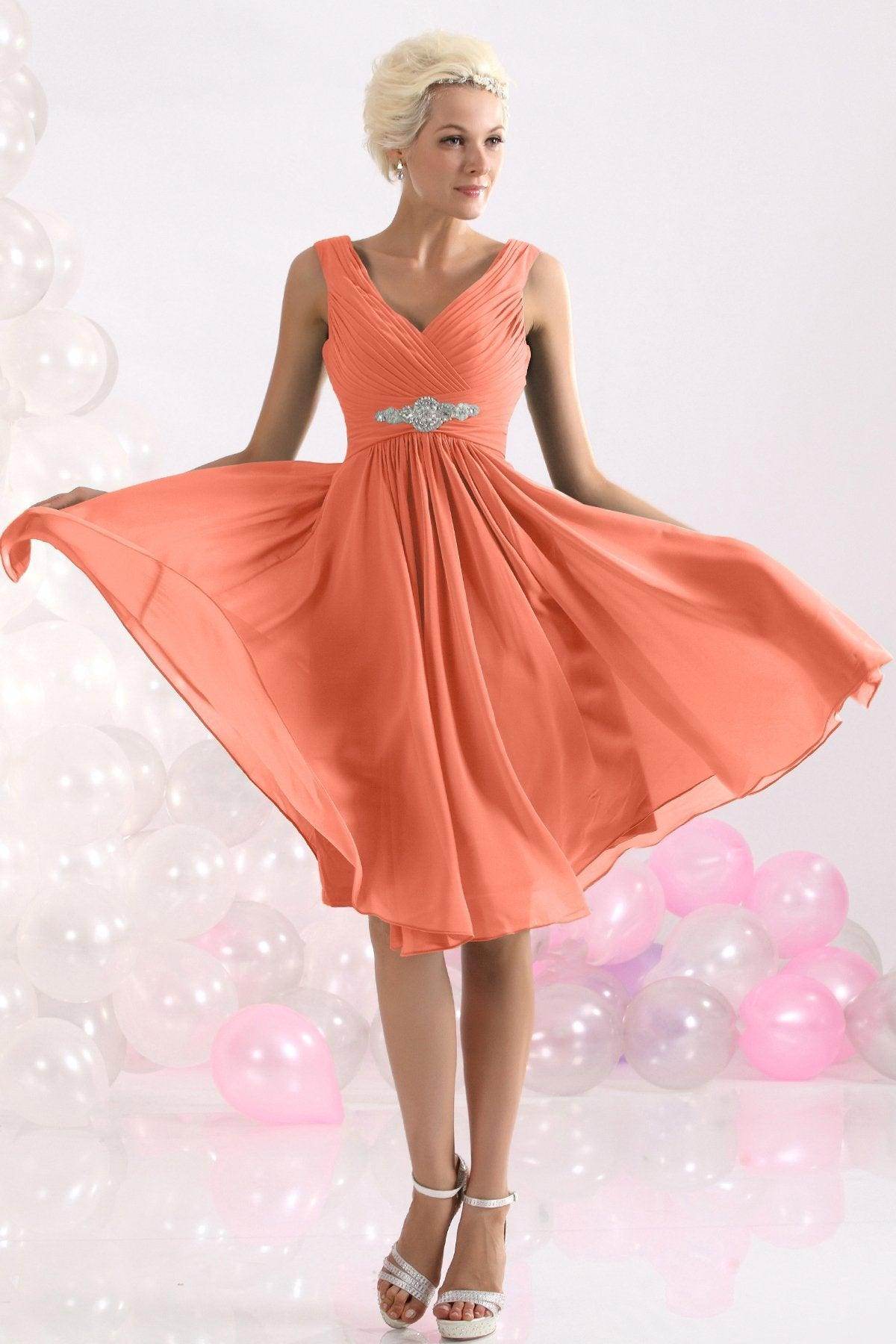 A-Line Knee Length Chiffon Bridesmaids Dress COZK1302A