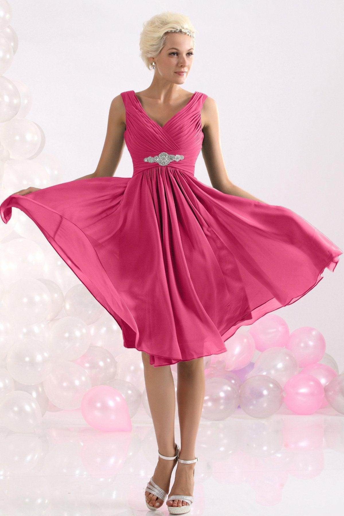 A-Line Knee Length Chiffon Bridesmaids Dress COZK1302A