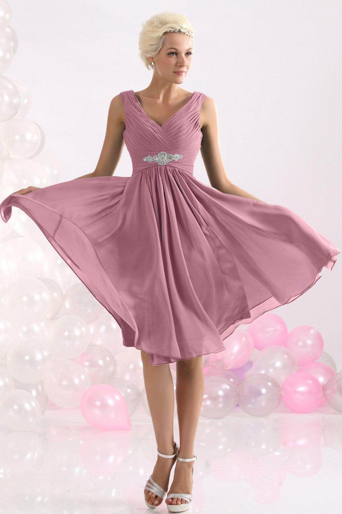 A-Line Knee Length Chiffon Bridesmaids Dress COZK1302A
