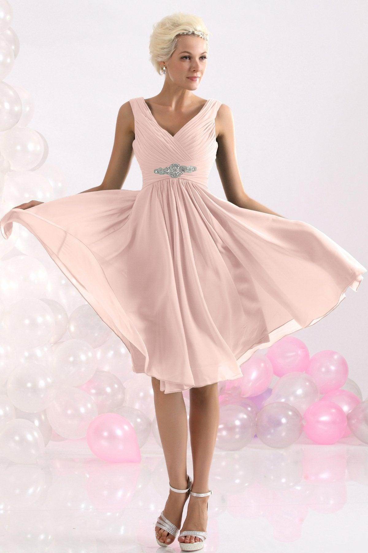 A-Line Knee Length Chiffon Bridesmaids Dress COZK1302A