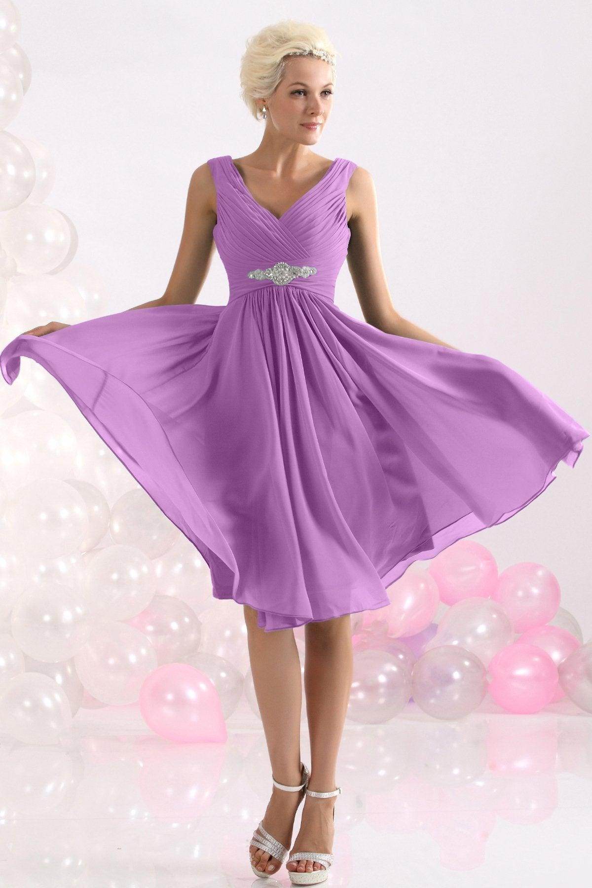 A-Line Knee Length Chiffon Bridesmaids Dress COZK1302A