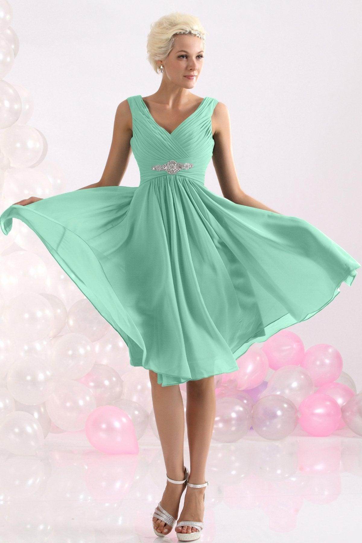 A-Line Knee Length Chiffon Bridesmaids Dress COZK1302A
