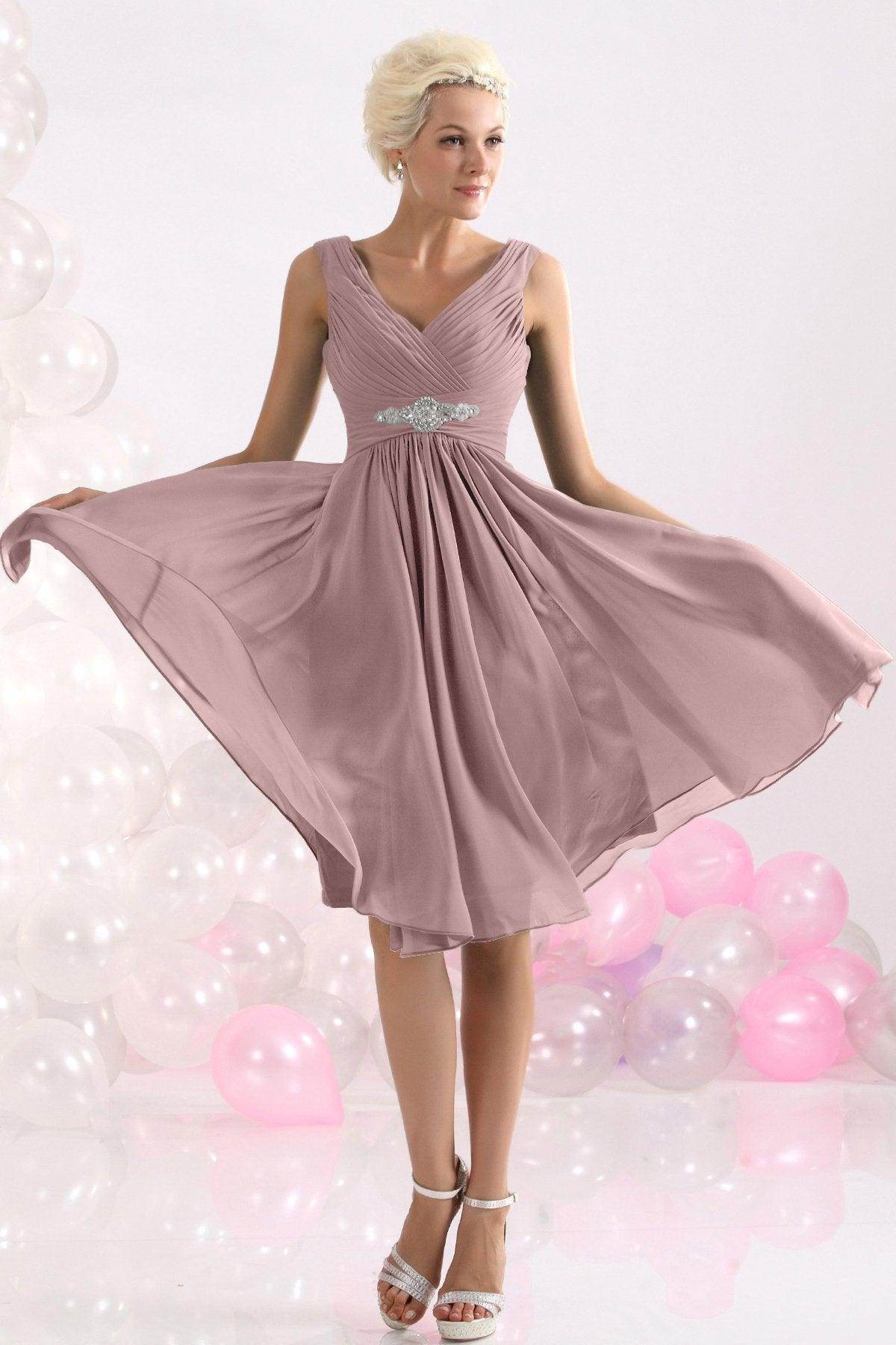 A-Line Knee Length Chiffon Bridesmaids Dress COZK1302A