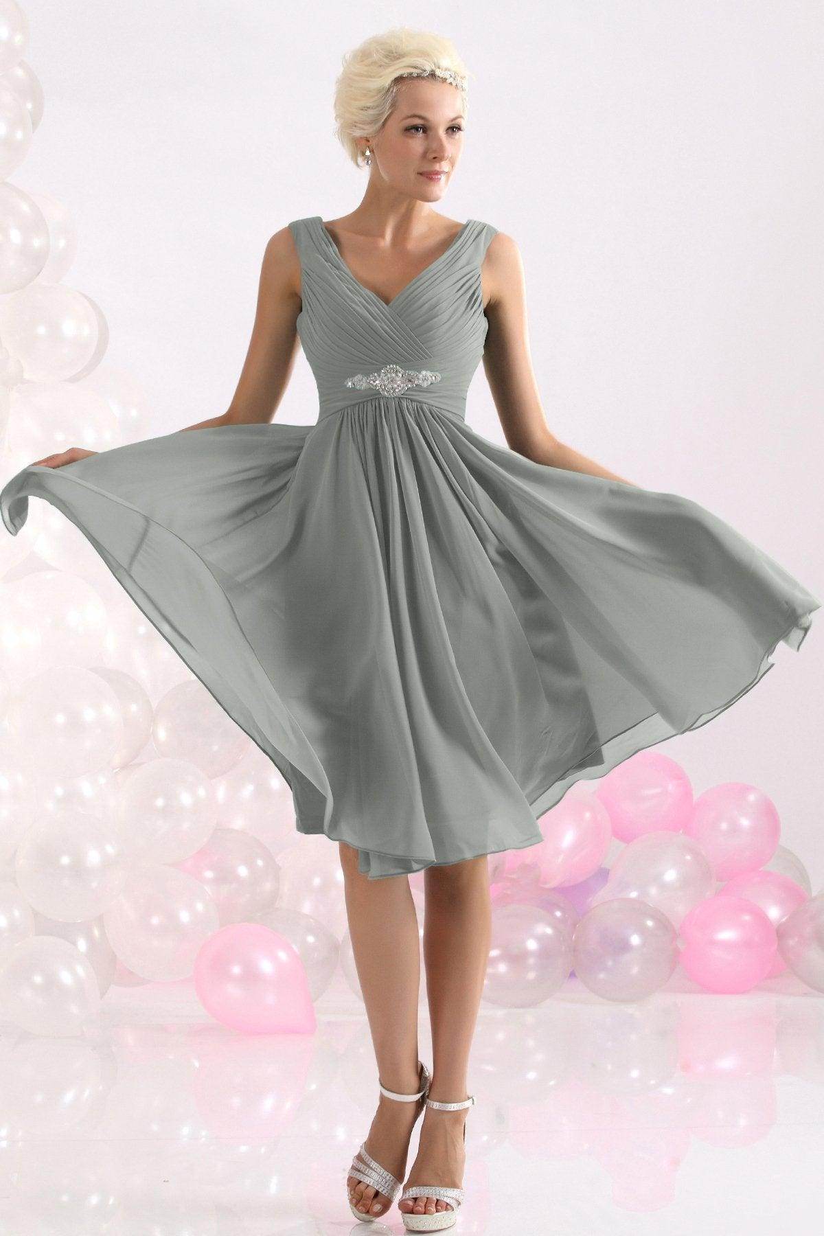 A-Line Knee Length Chiffon Bridesmaids Dress COZK1302A