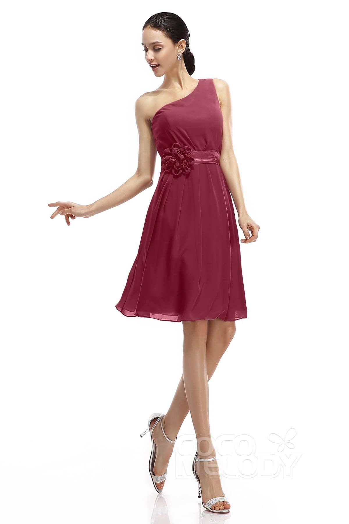 A-Line Knee Length Chiffon Bridesmaid Dresses COZK1400D