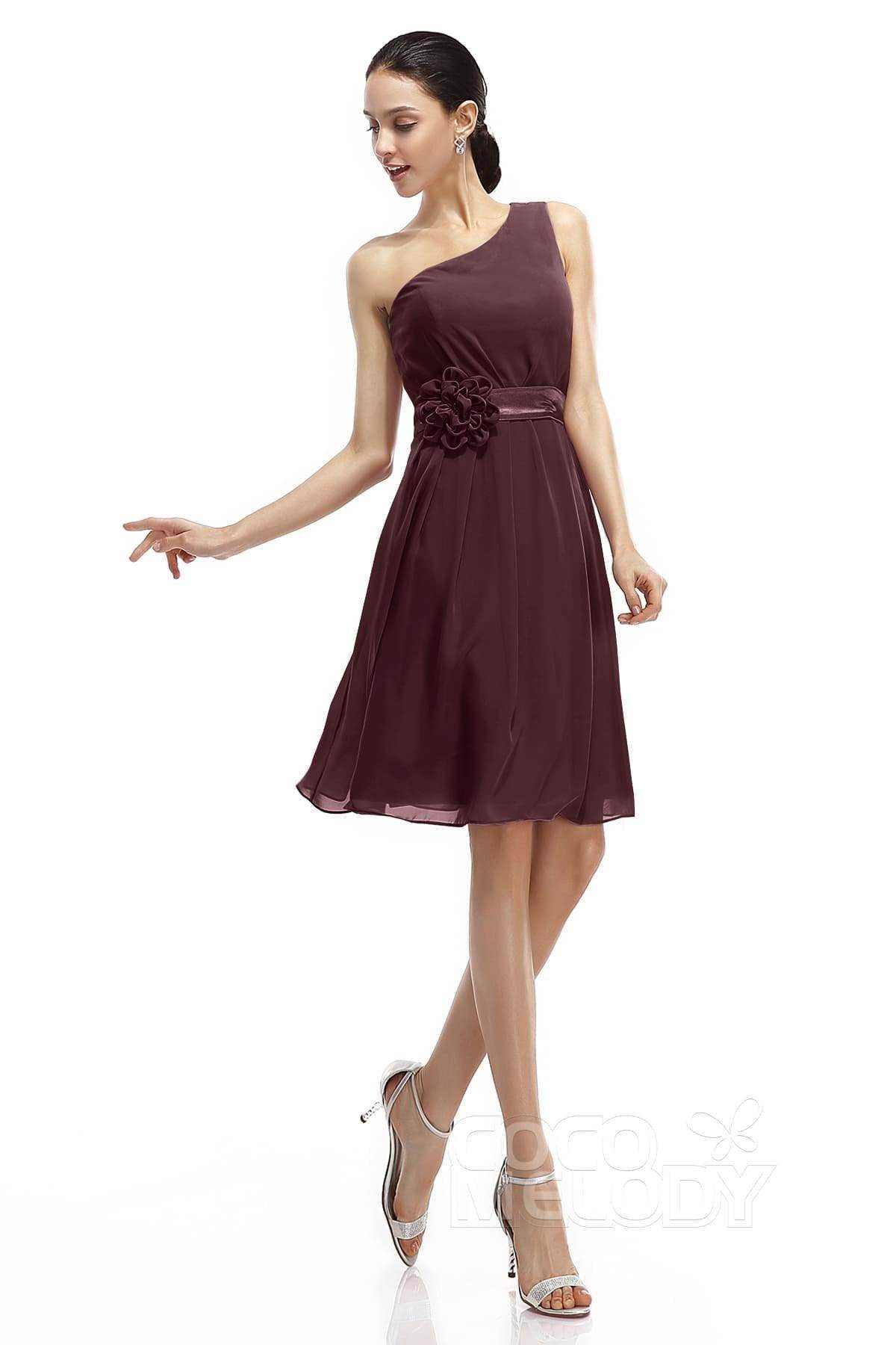 A-Line Knee Length Chiffon Bridesmaid Dresses COZK1400D