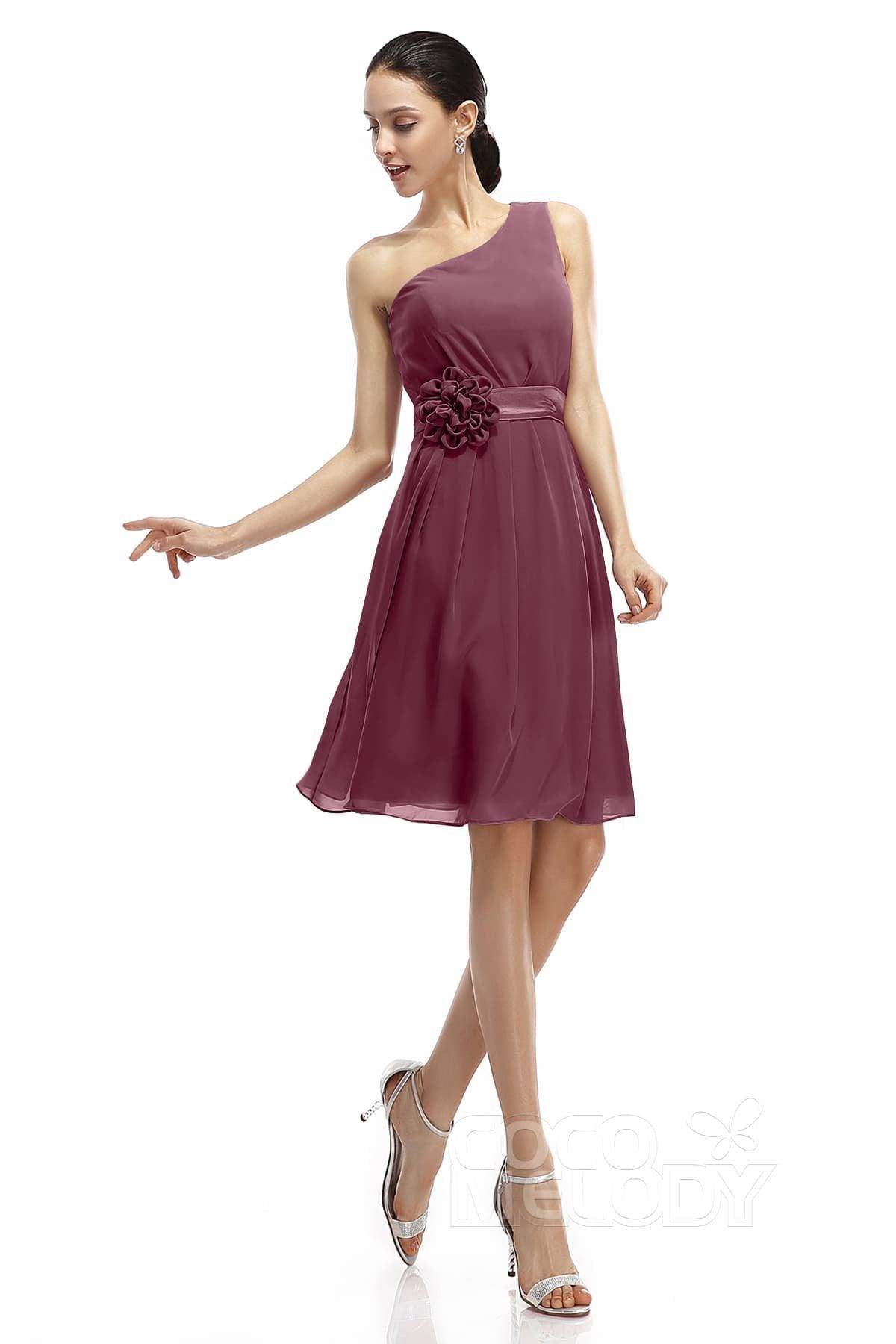 A-Line Knee Length Chiffon Bridesmaid Dresses COZK1400D