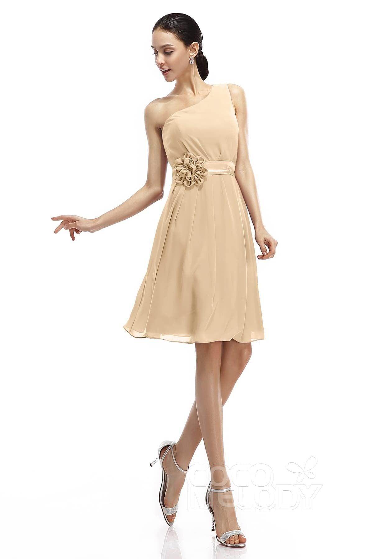 A-Line Knee Length Chiffon Bridesmaid Dresses COZK1400D