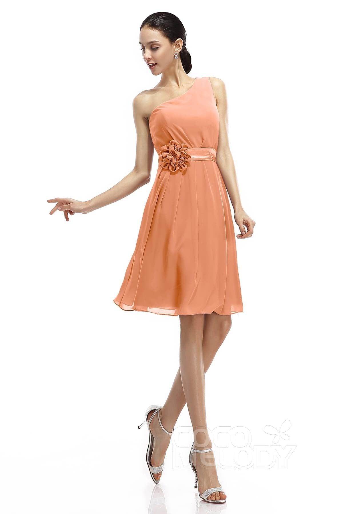 A-Line Knee Length Chiffon Bridesmaid Dresses COZK1400D