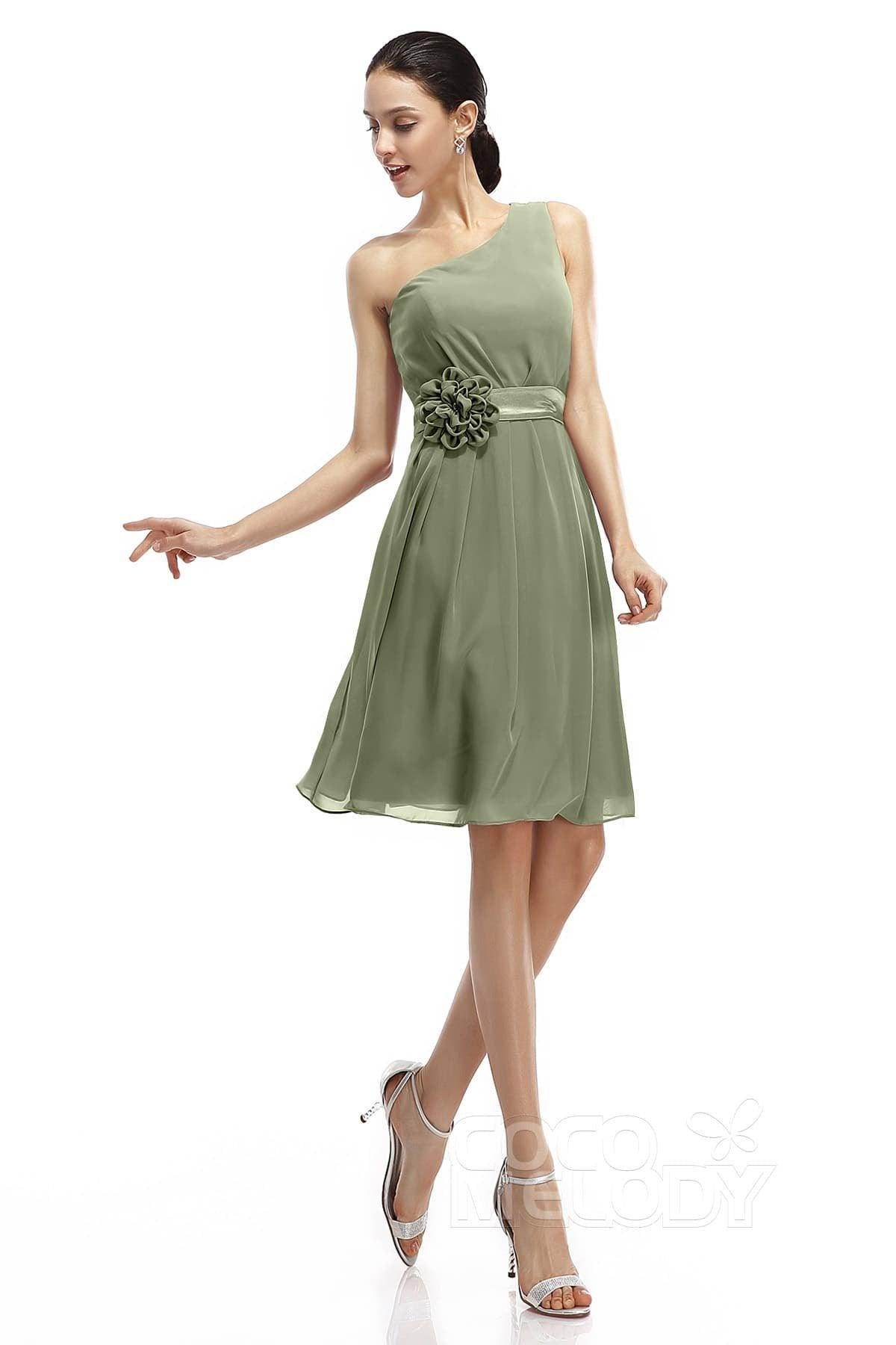 A-Line Knee Length Chiffon Bridesmaid Dresses COZK1400D