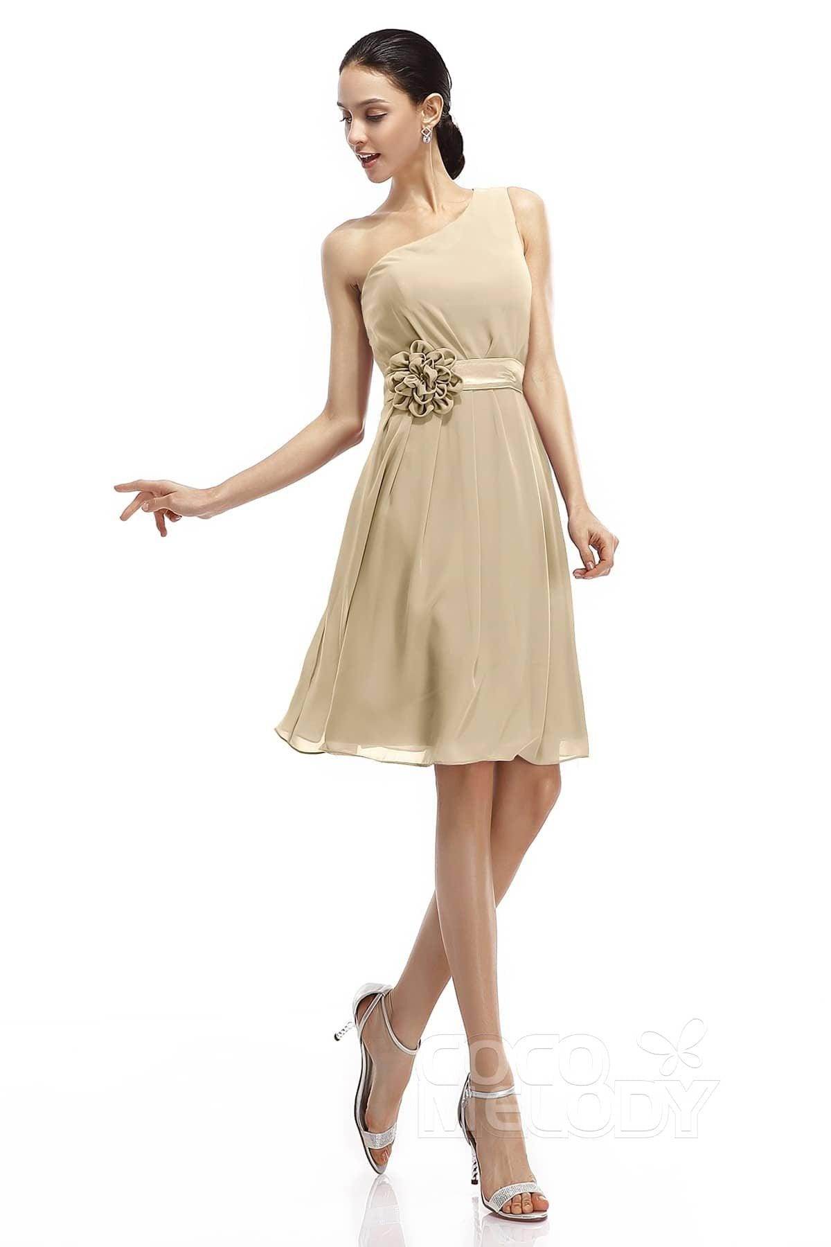 A-Line Knee Length Chiffon Bridesmaid Dresses COZK1400D