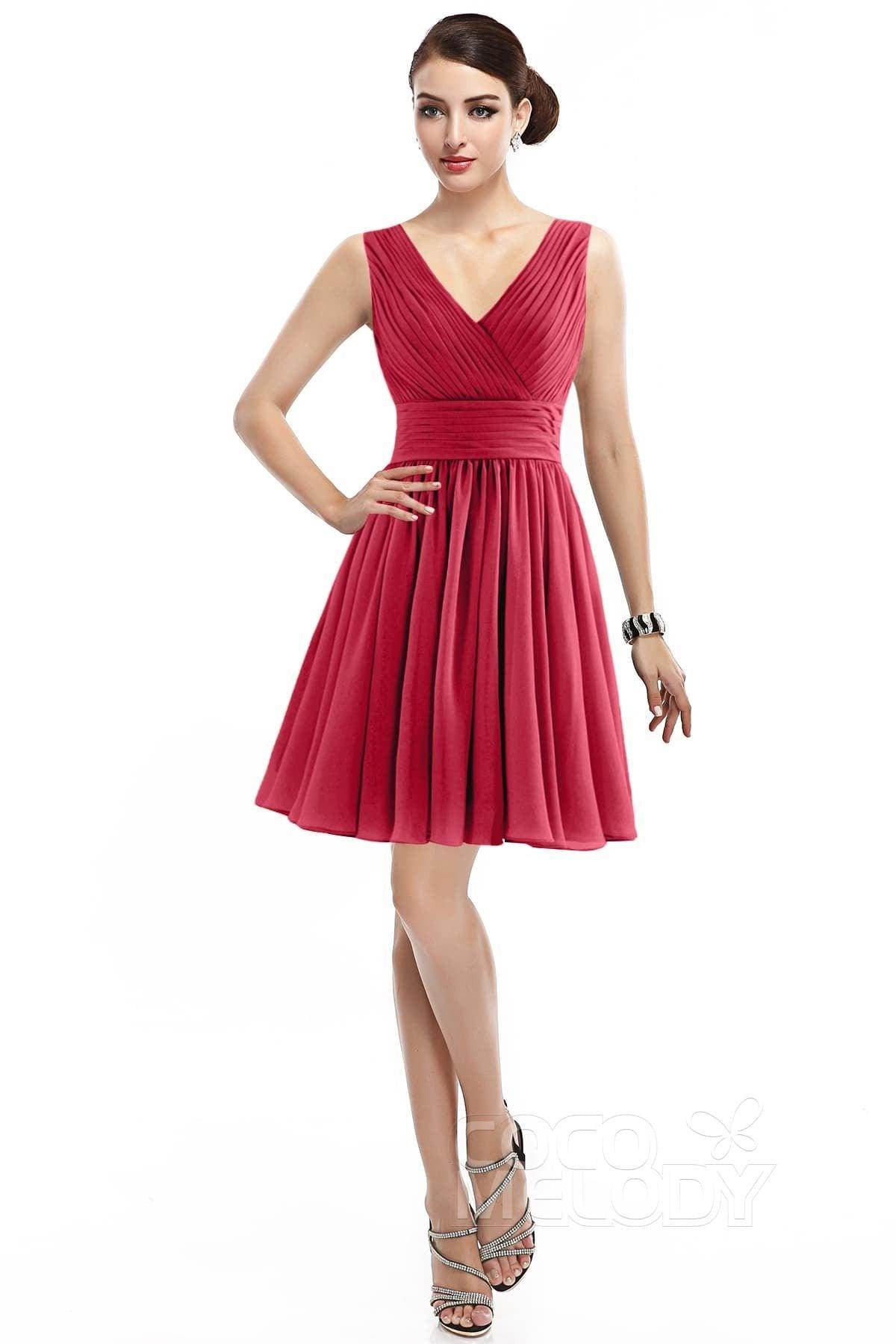 A-Line Short Mini Chiffon Bridesmaid Dress COZK14019