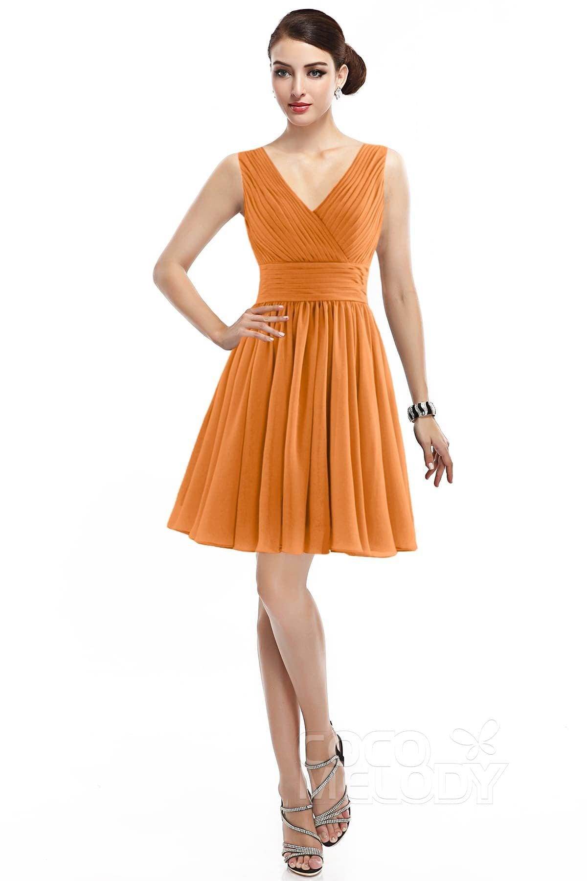 A-Line Short Mini Chiffon Bridesmaid Dress COZK14019