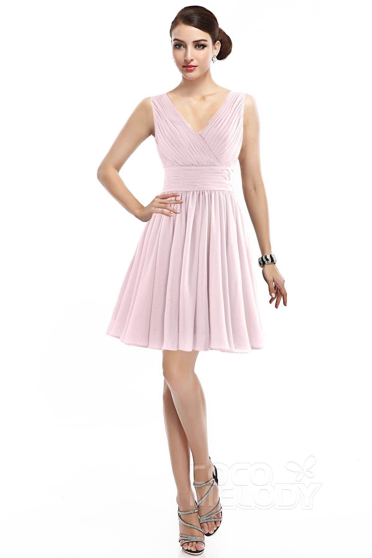 A-Line Short Mini Chiffon Bridesmaid Dress COZK14019