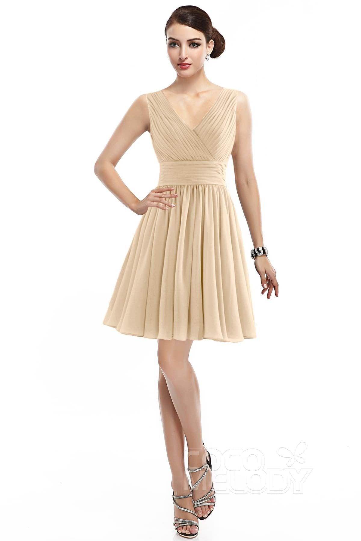 A-Line Short Mini Chiffon Bridesmaid Dress COZK14019