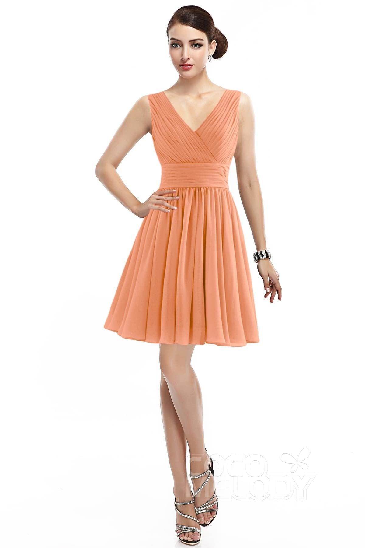 A-Line Short Mini Chiffon Bridesmaid Dress COZK14019